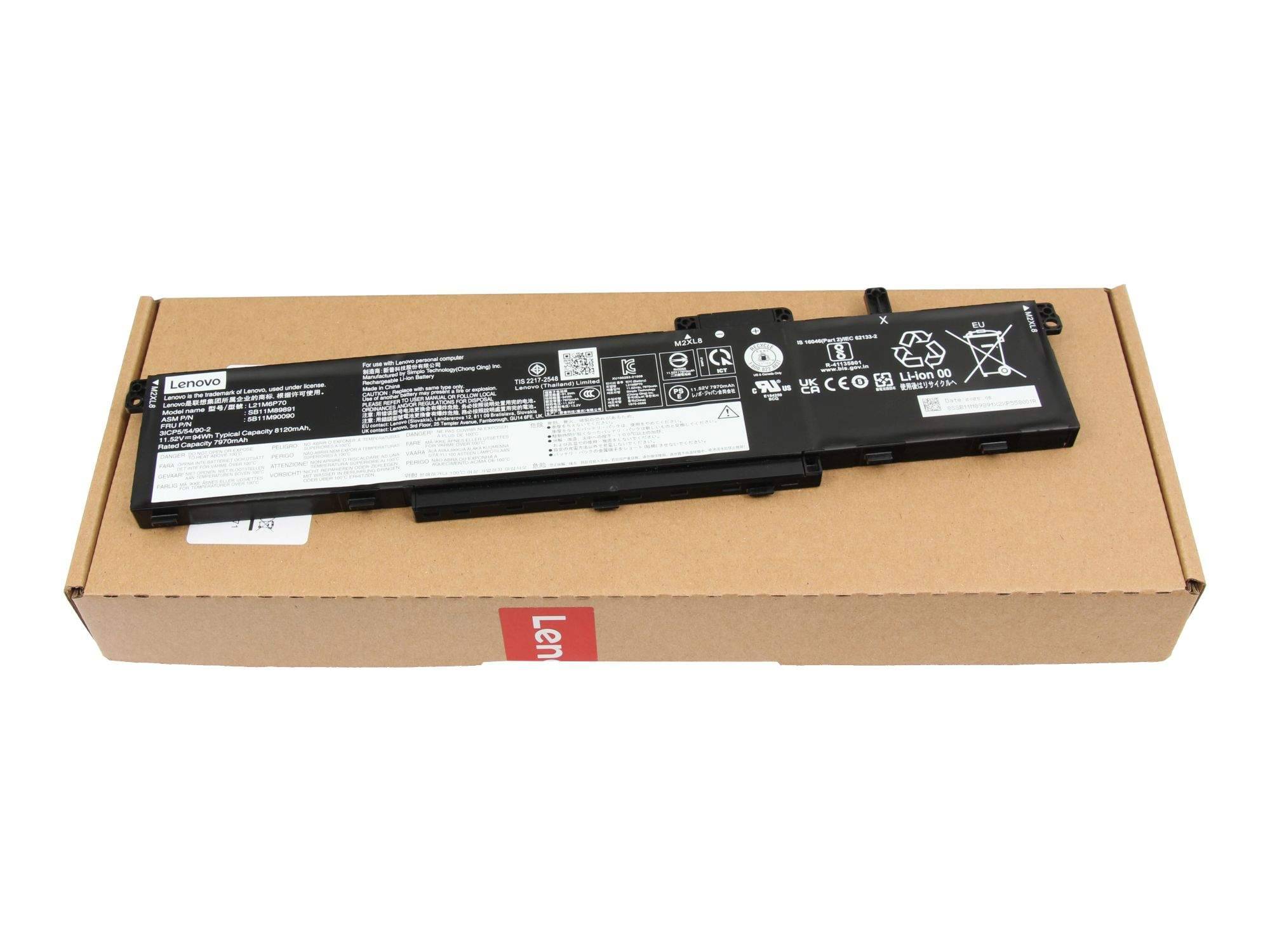 Lenovo-Laptop-Akku auf einem Karton-Versandkarton liegend