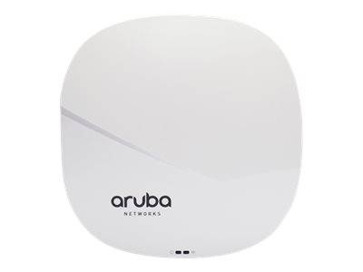 Weißer Aruba Networks WLAN-Zugangspunkt mit abgerundeter quadratischer Form und Logo auf der Vorderseite.