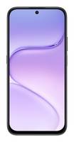 Vorderansicht eines Smartphones mit einem violetten Farbverlauf-Bildschirm und zentrierter Lochkamera, gezeigt auf einem einfachen weißen Hintergrund.