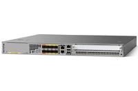 Vorderansicht eines in ein Rack eingebauten Netzwerk-Server-Geräts mit mehreren Anschlüssen, Lüftungsöffnungen und Status-LEDs auf einem grauen Gehäuse.