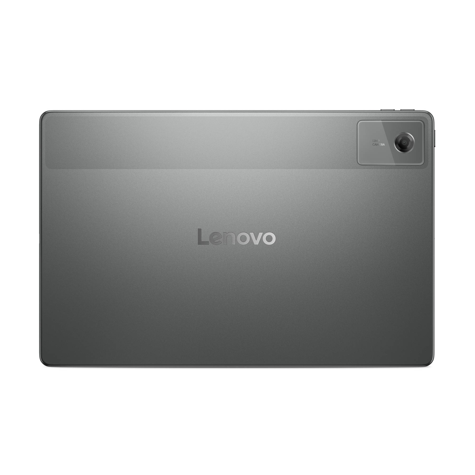 Rückansicht eines grauen Lenovo-Tablets mit der Rückfahrtkamera in der oberen rechten Ecke.