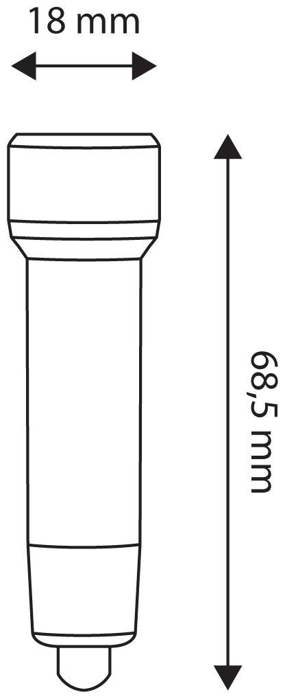 Technische Zeichnung eines zylindrischen Teils mit Abmessungen: 18 mm breit und 98,5 mm hoch.