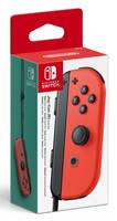 Eingepackter Nintendo Switch roter Joy-Con-Controller in der Produktverpackung mit dem Controller auf der Vorderseite abgebildet.