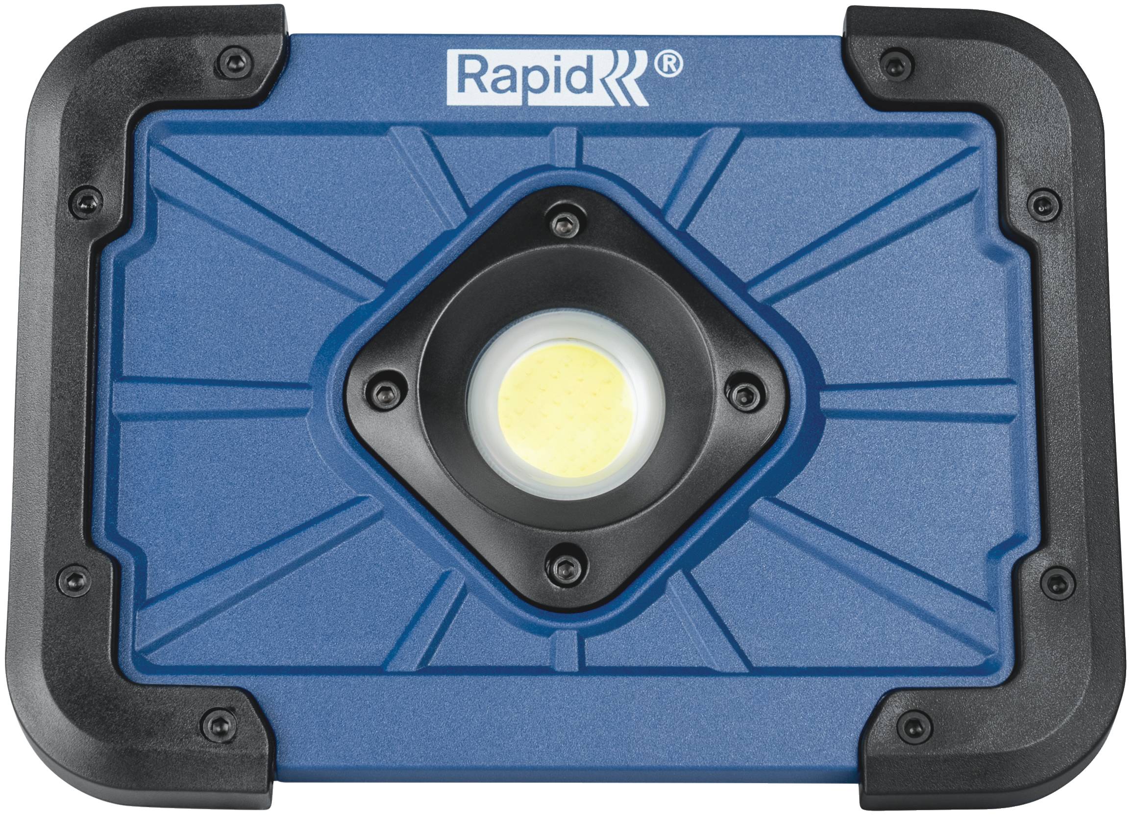 Blau-Rapid Marke LED Arbeitslicht mit schwarzem robustem Rahmen und zentralem kreisförmigen Lichtpanel.