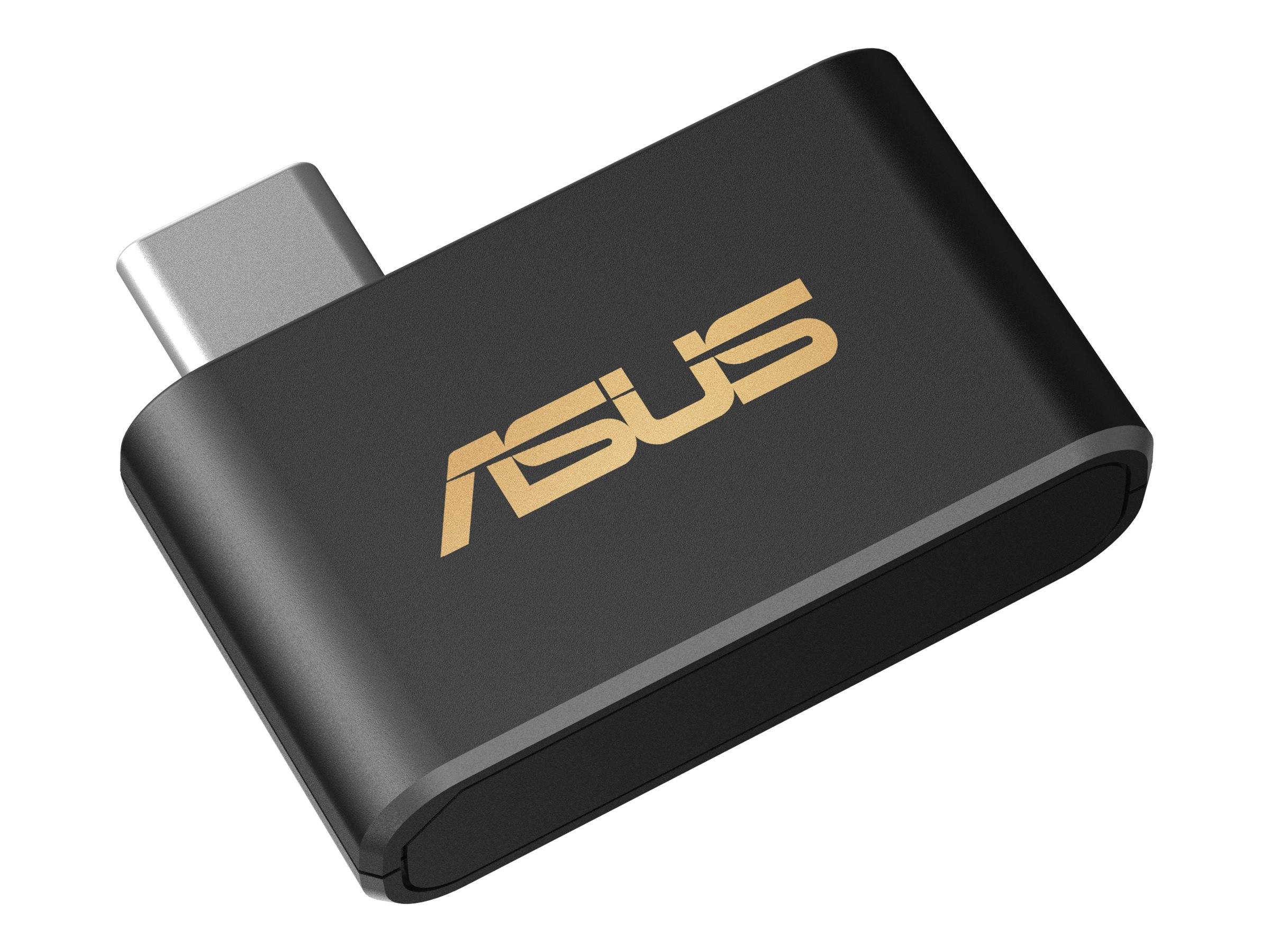 ASUS USB-C-Adapter/Dongle mit schwarzem Gehäuse und goldenem ASUS-Logo