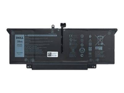 Dell 39Wh Laptop-Akku vorne auf weißem Hintergrund dargestellt.