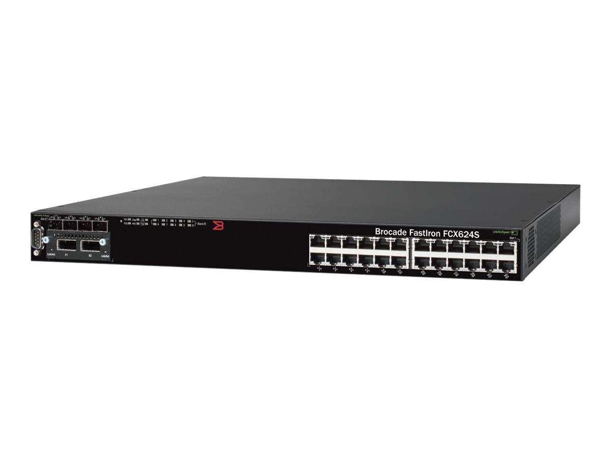 Vorderansicht eines Brocade FastIron FCX624S Rack-Mount-Netzwerk-Switches mit mehreren Ethernet-Anschlüssen