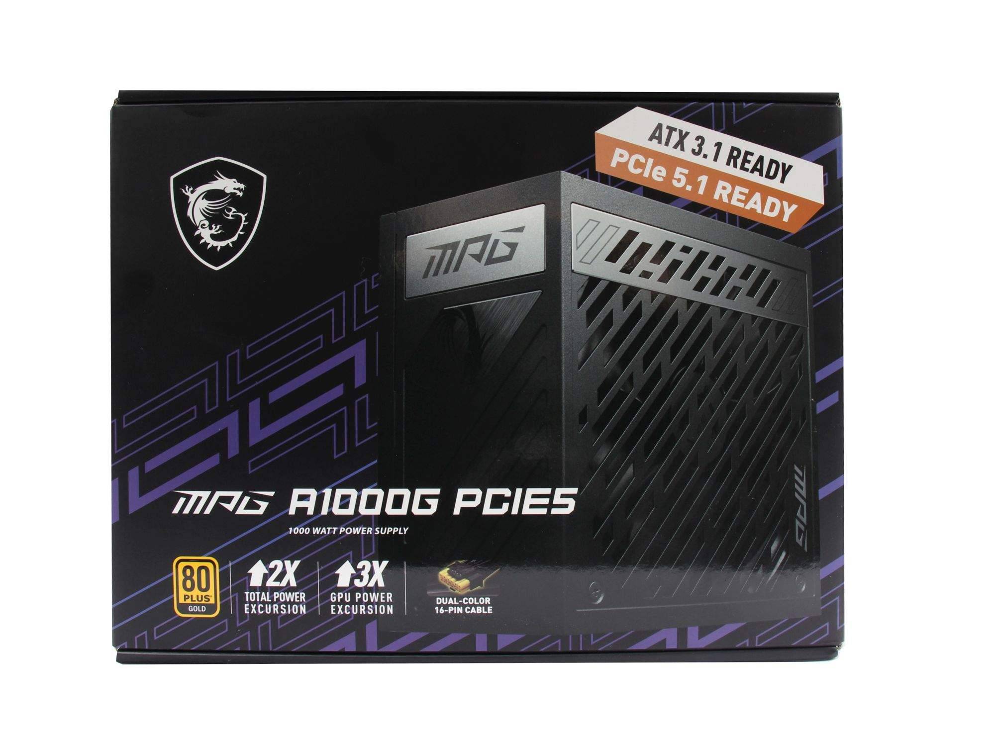 MSI MPG A1000G PCIE5 Netzteil, gekennzeichnet mit „ATX 3.1 Ready