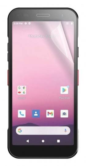 Android-Smartphone-Startbildschirm mit rosa Farbverlauf-Hintergrundbild, Google- und Play Store-Symbolen, Dock-Apps und Suchleiste.