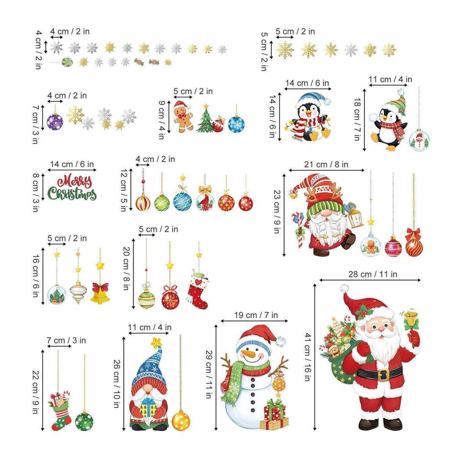 Fensterbilder Weihnachten 8 Blatt statisch haftend bunt