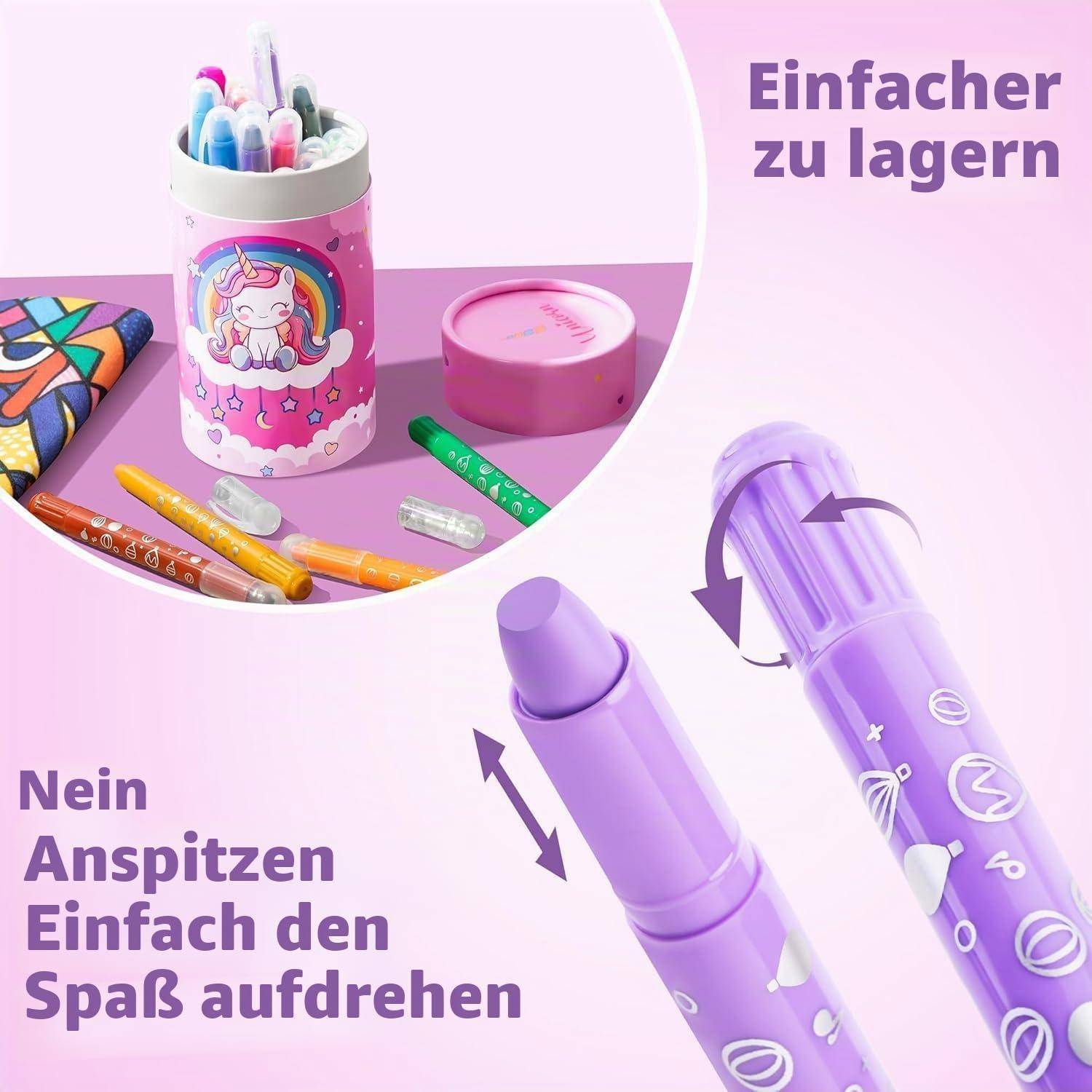 Wachsmalstifte 24 Farben drehbar waschbar mit Stifthalter