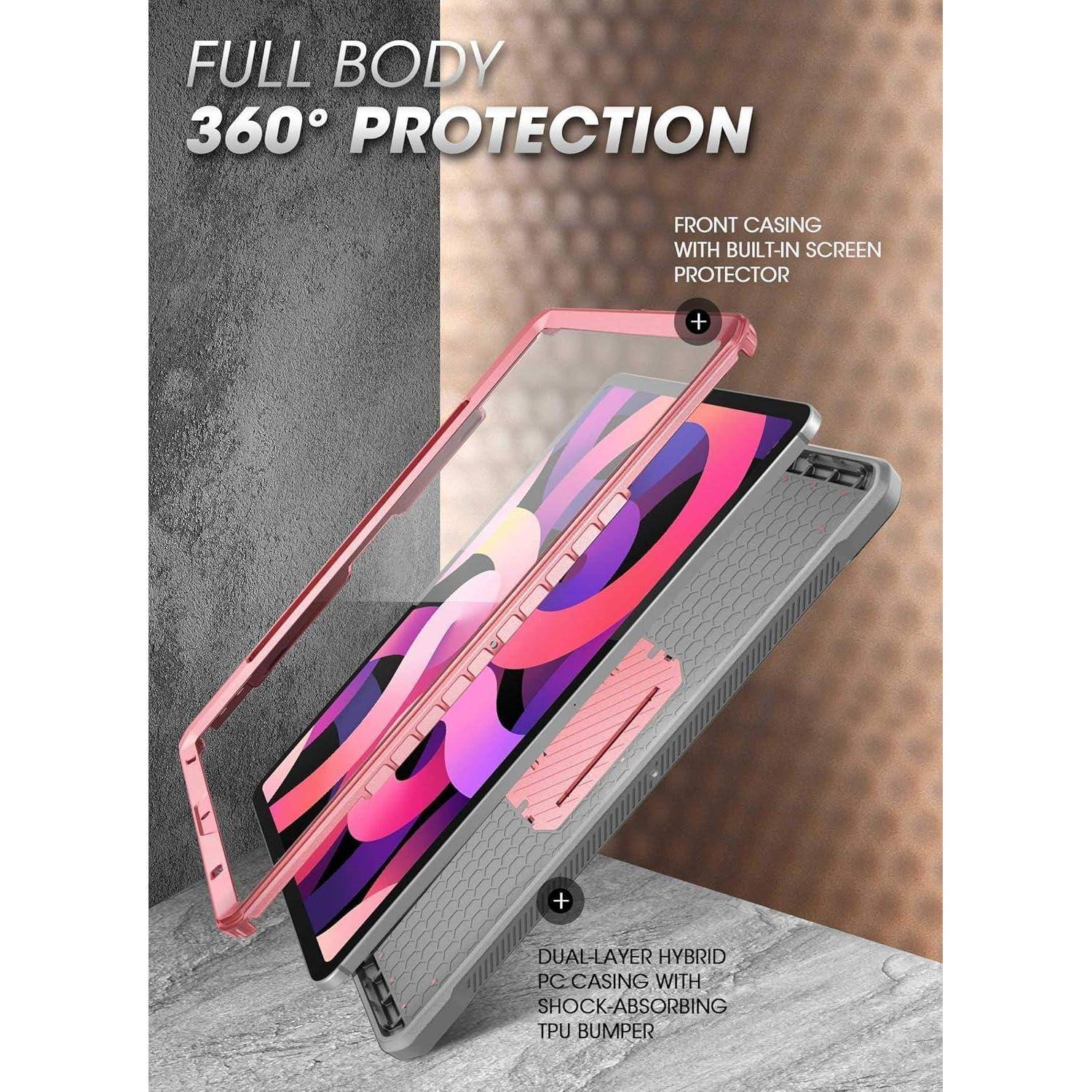 Schutzhüllenanzzeige mit „VOLLSTÄNDIGER KÖRPERSCHUTZ 360°" mit einer vorderen Gehäuseschutzfolie und einer doppellagigen Hybrid-PC-Gehäuse mit stoßabsorbierendem TPU-Bumper.