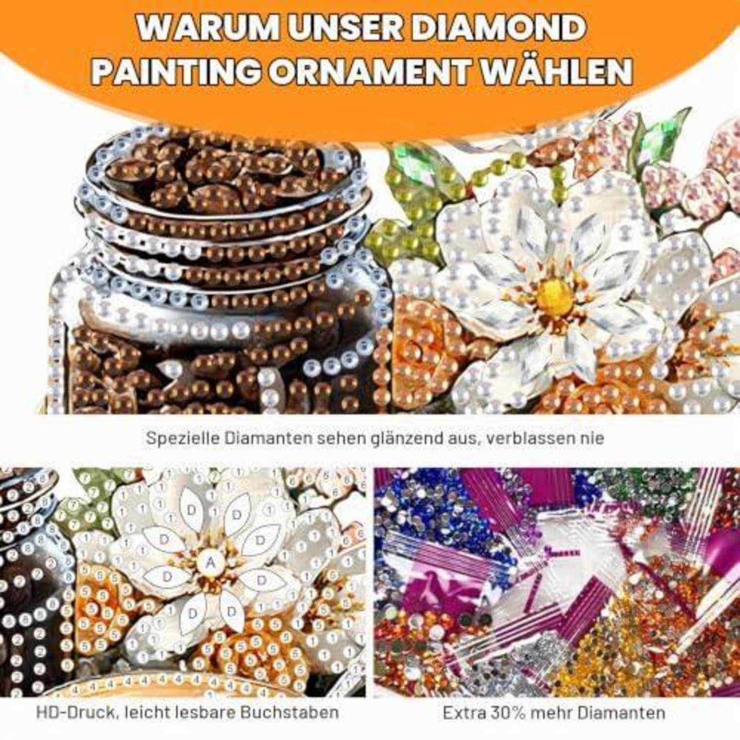 DAERLE Diamond Painting Anhänger Kaffeetasse Fensterdeko Hängend mit Kette