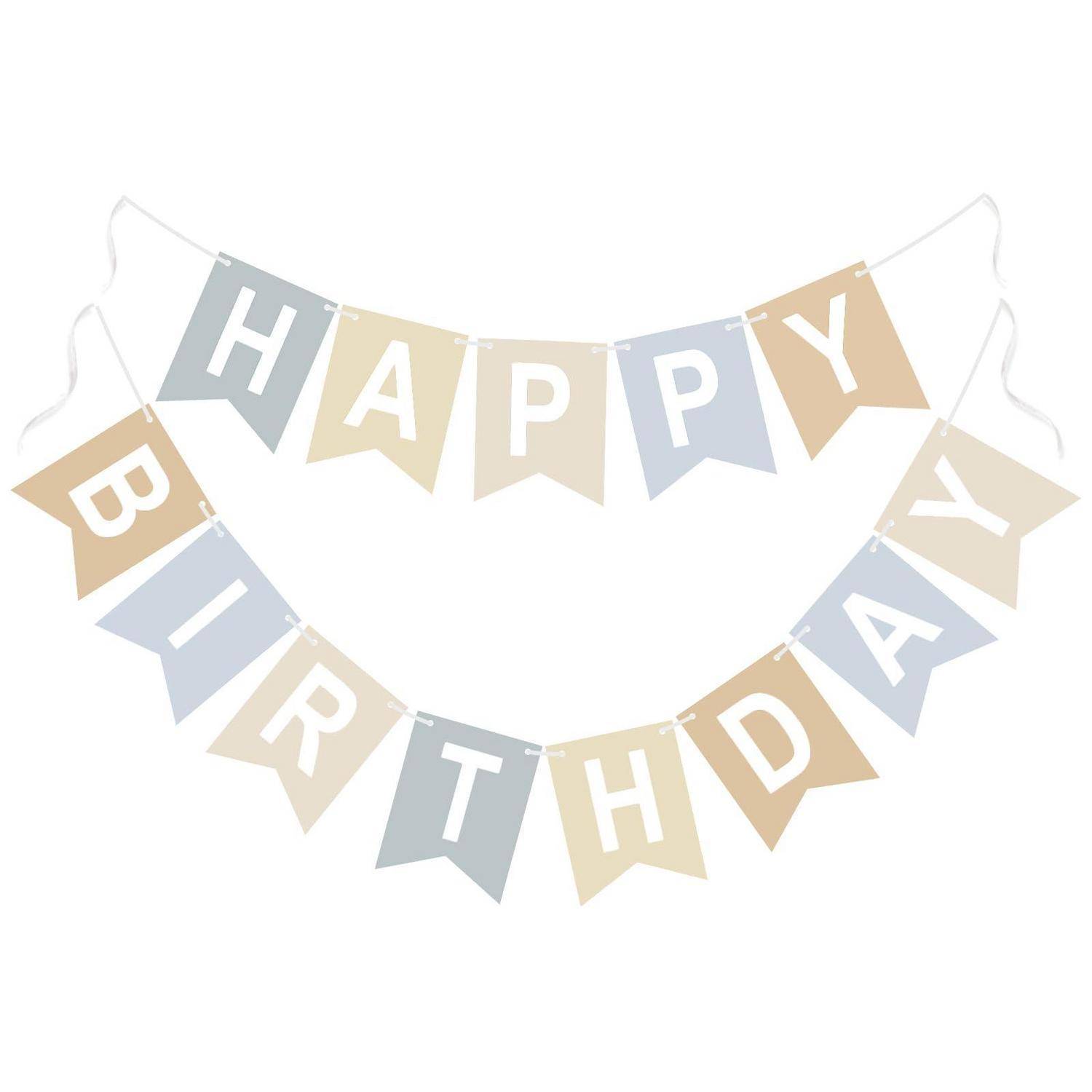 Pastellfarbiges Wimpelbanner mit der Aufschrift „ALLES GUTE ZUM GEBURTSTAG