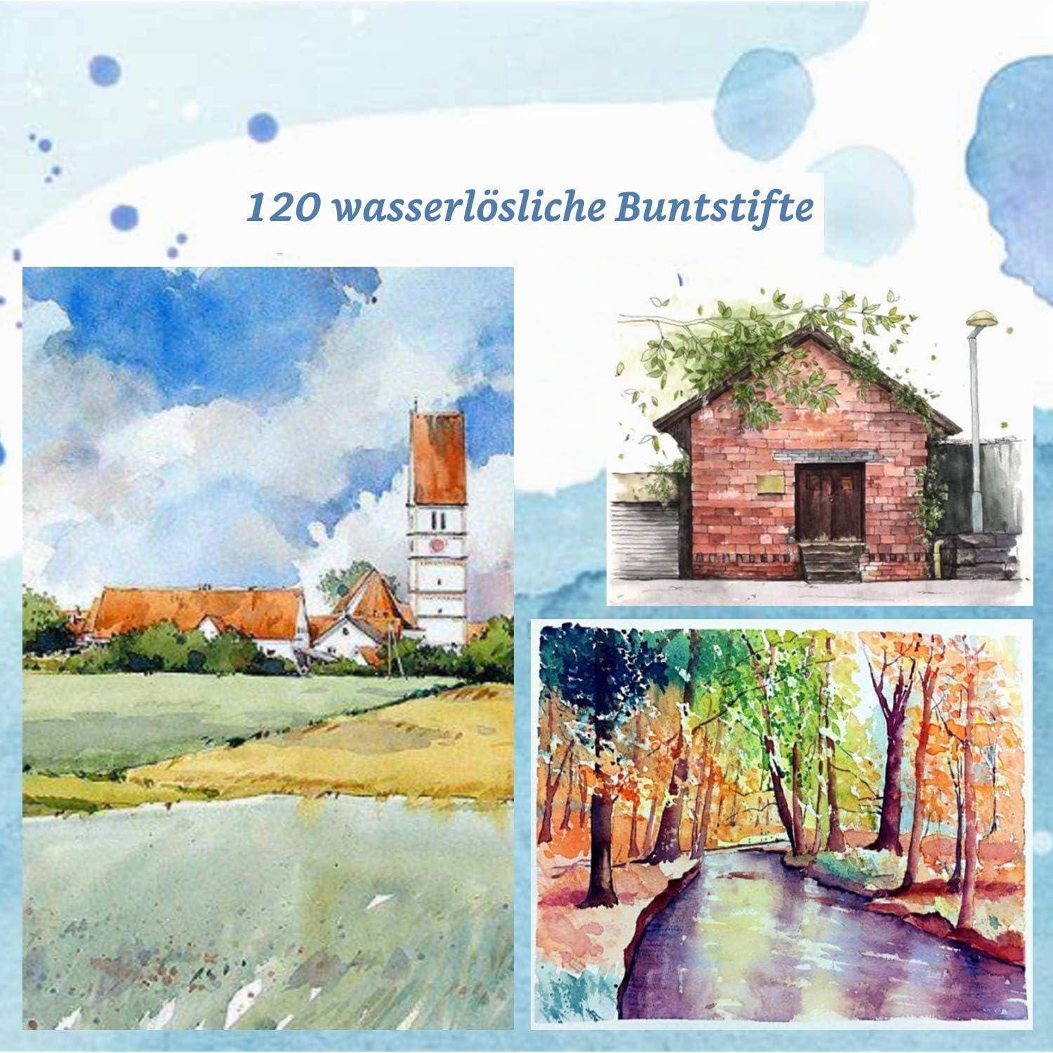 Collage von Aquarelllandschaftsmalereien mit dem Titel 