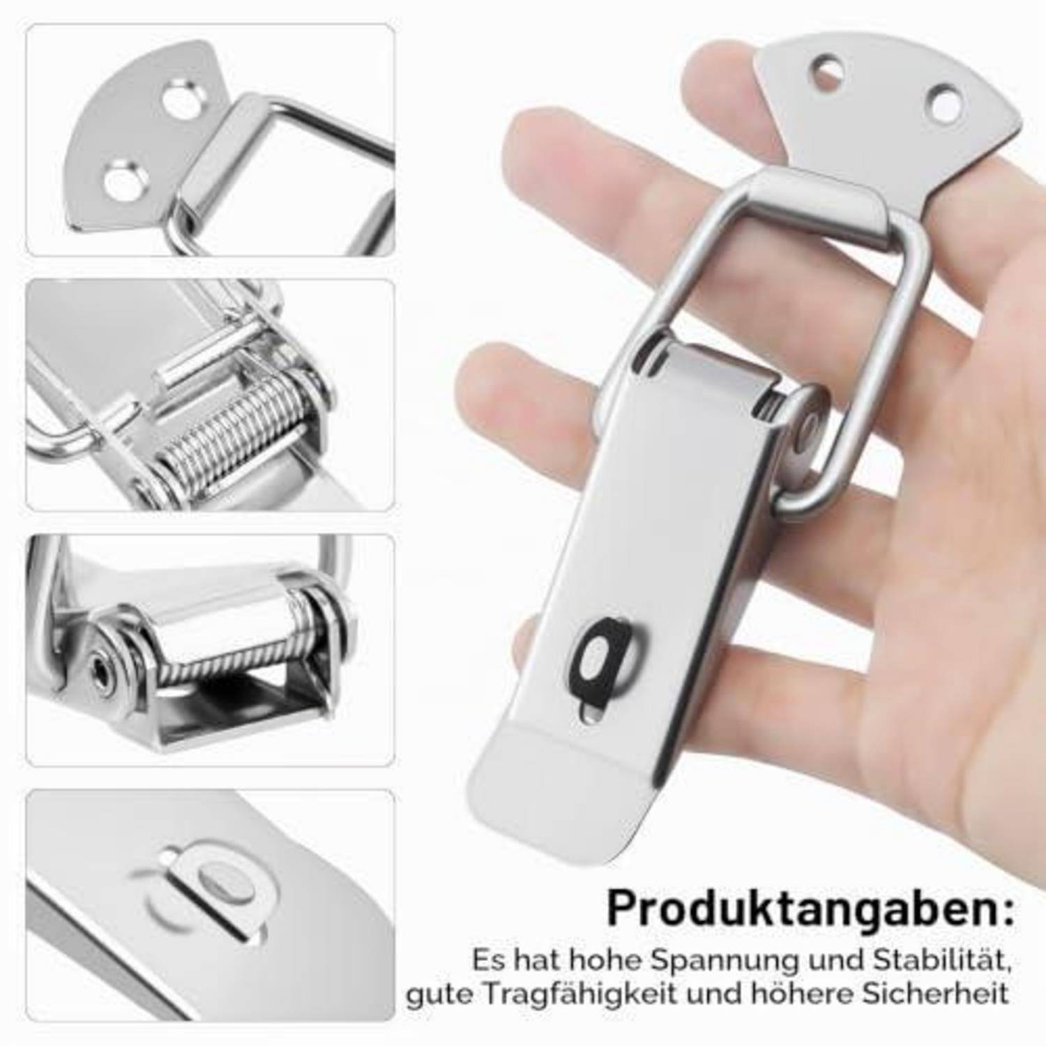 6 Stk Spannverschluss Edelstahl mit Verriegelungsloch silber