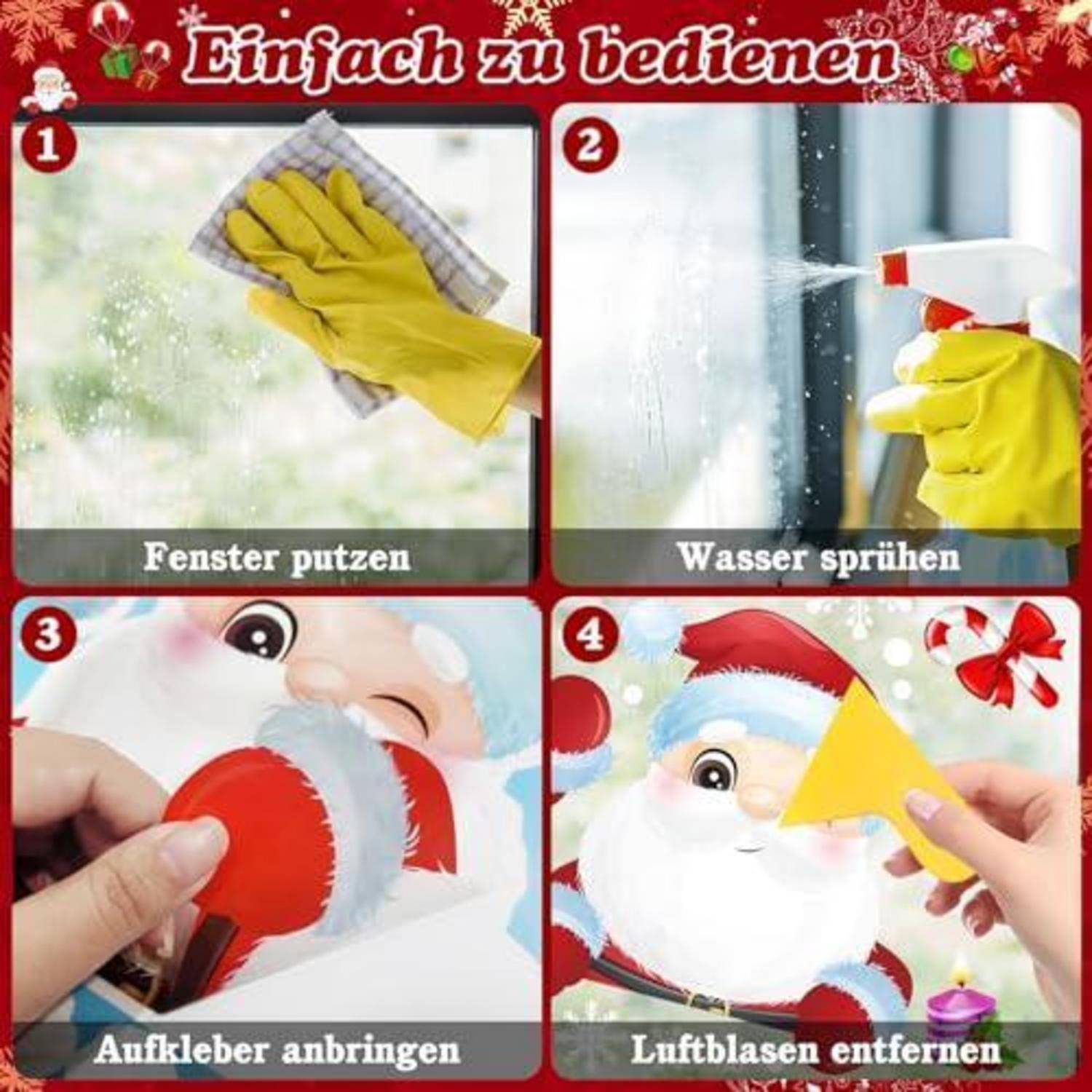 Fensterbilder Weihnachten 228 Stück selbstklebend 10 Blätter 30x20cm