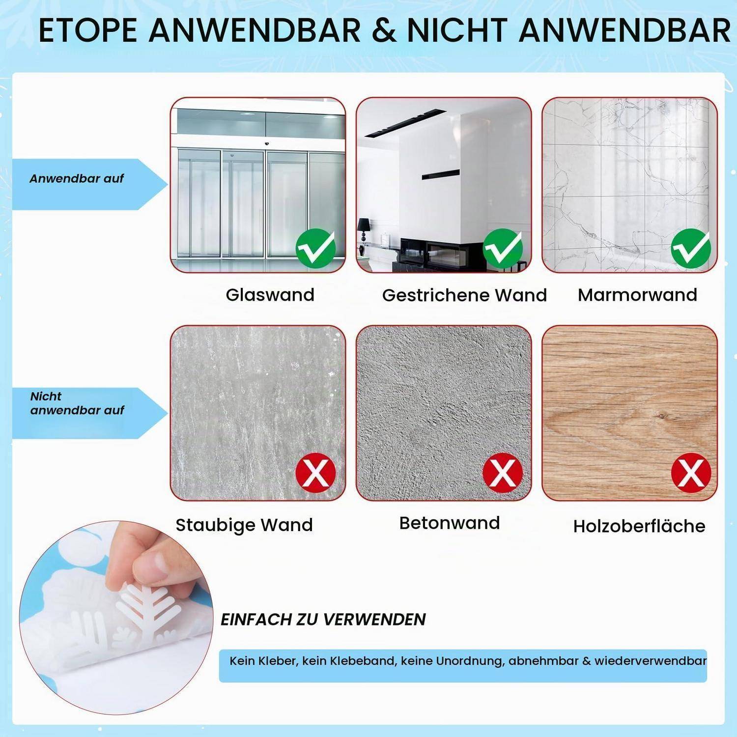 RICEDUO Fensterbilder Weihnachten 223 Stück Schneeflocken Aufkleber Wiederverwendbar