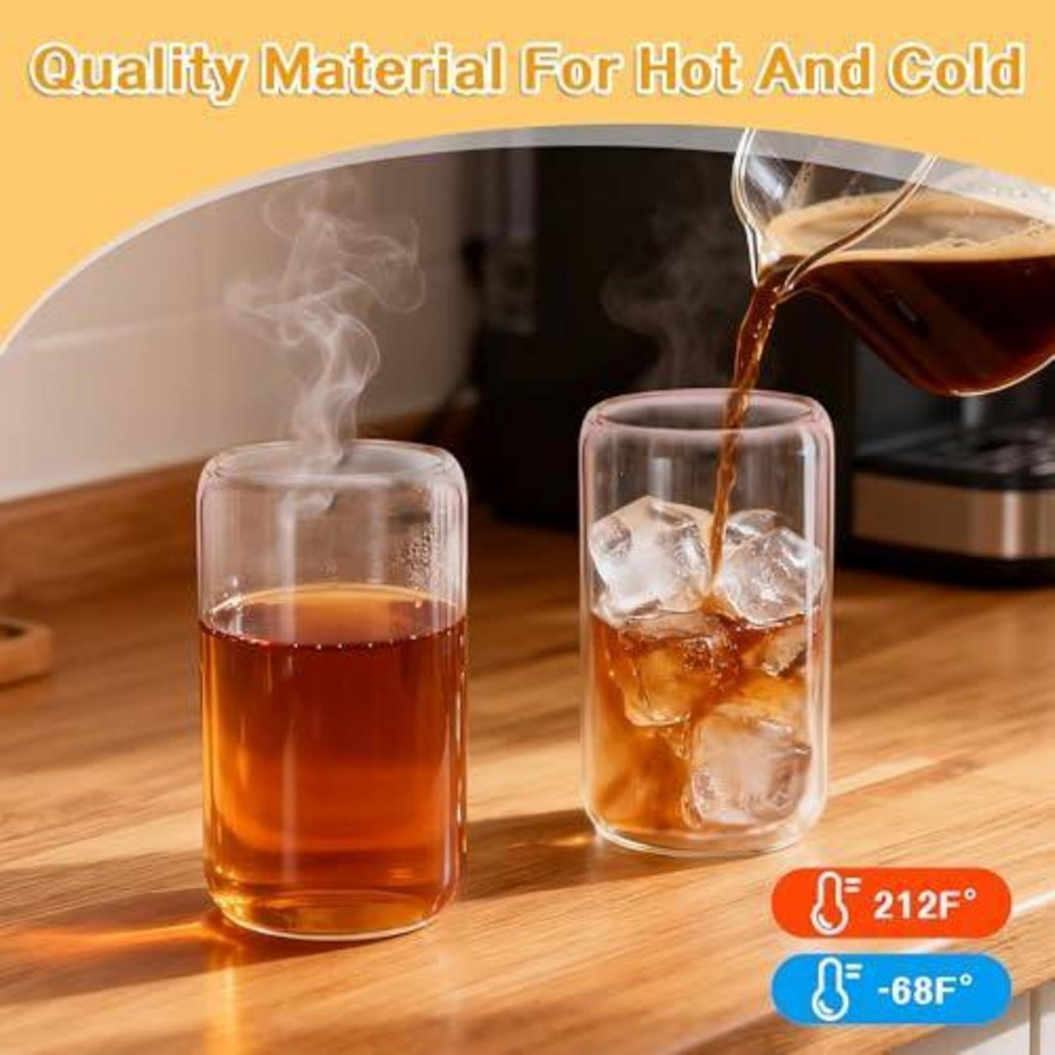 Hejo Trinkgläser Set 4x 500ml mit Glasstrohhalmen und Bürsten