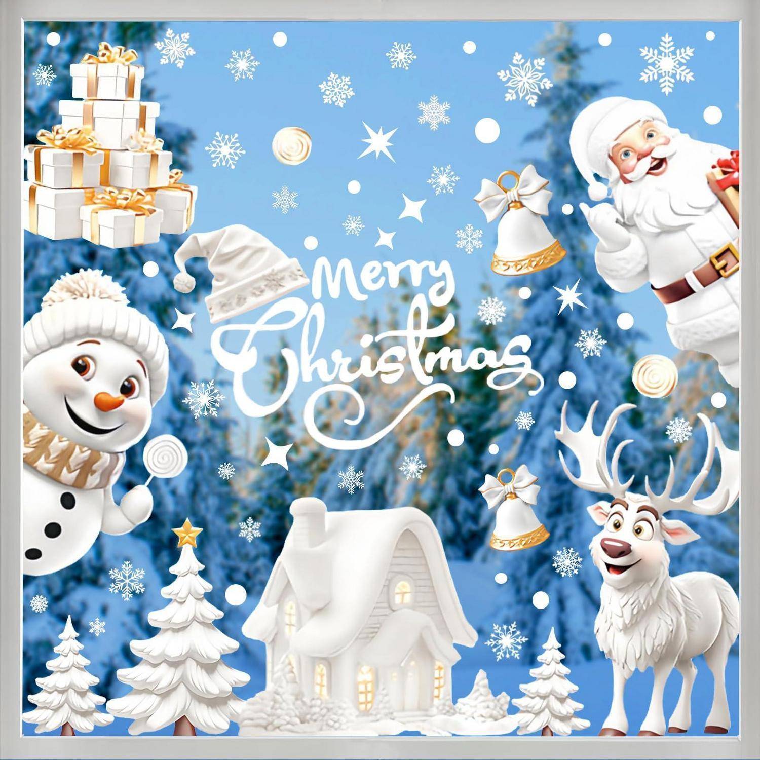 Festliche Weihnachtsillustration mit dem Text „Frohe Weihnachten