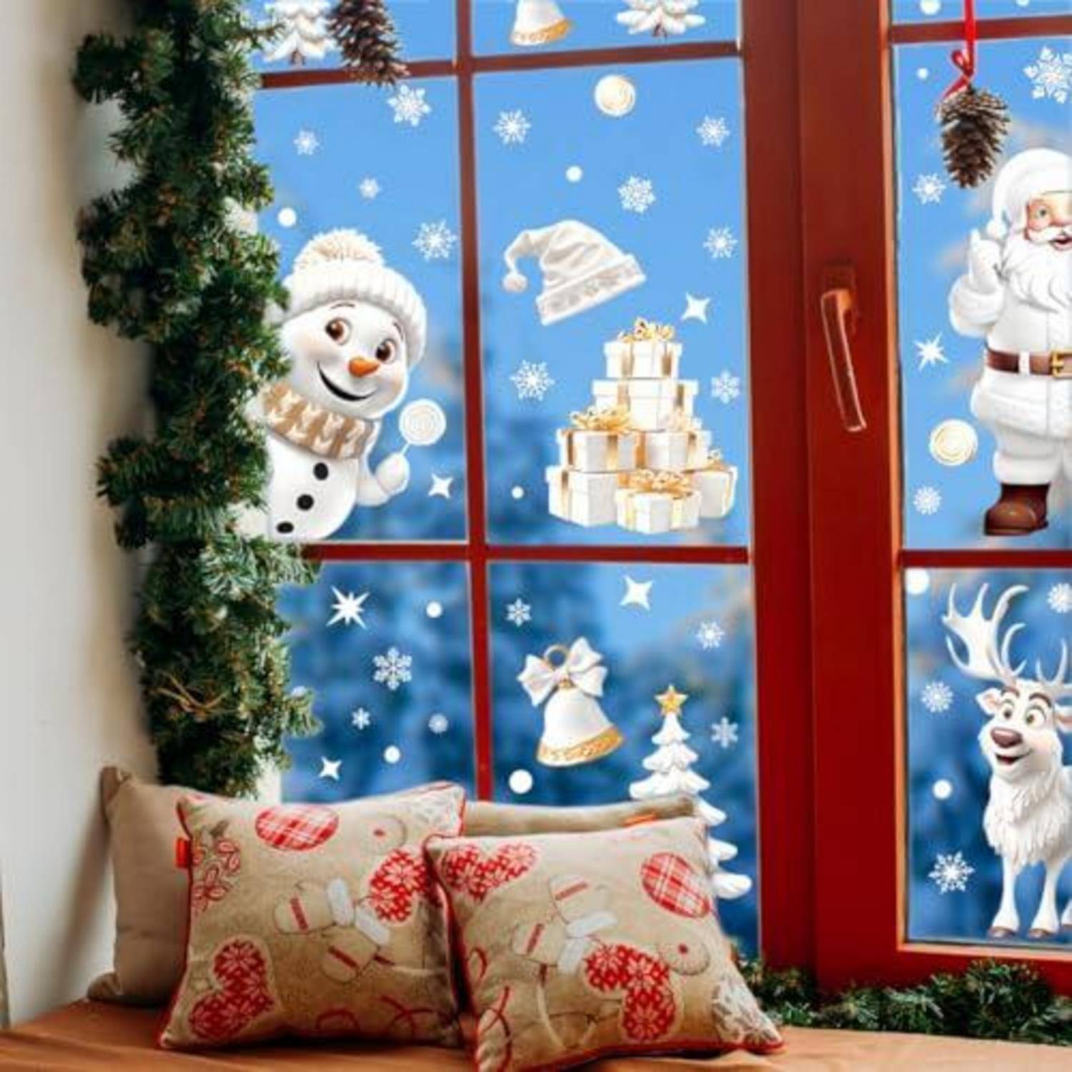 Fensterbilder Weihnachten 190 Teile PVC wiederverwendbar beidseitig