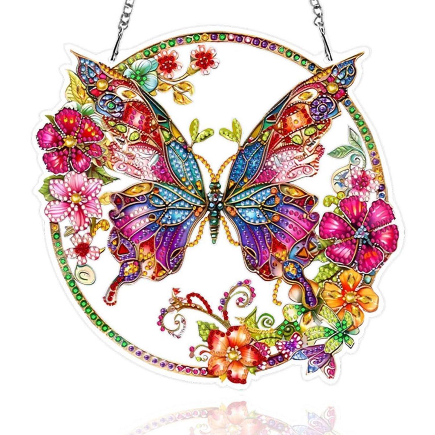 Gemdoit Diamond Painting Fensterbild Schmetterling Bastelset Acryl