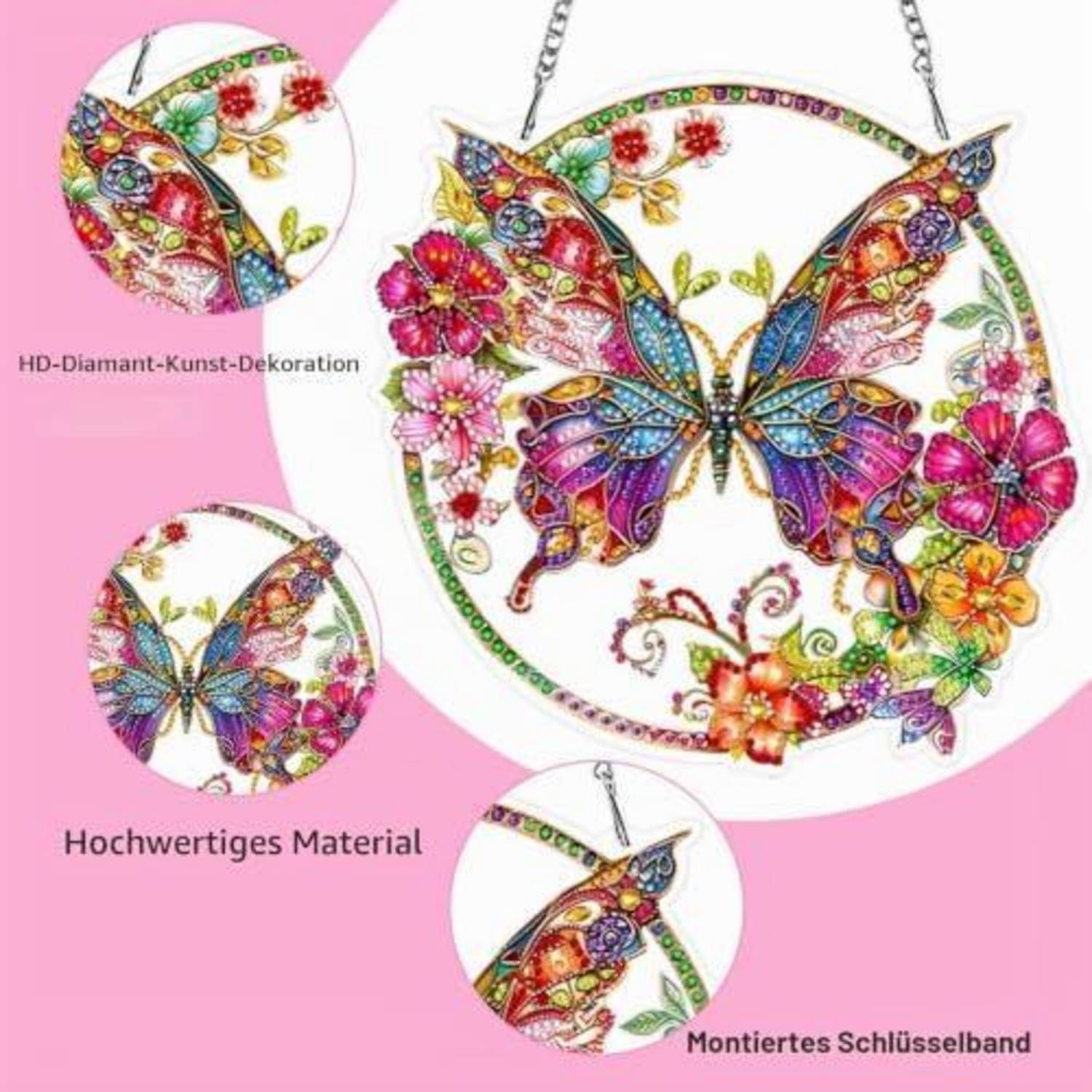Gemdoit Diamond Painting Fensterbild Schmetterling Bastelset Acryl