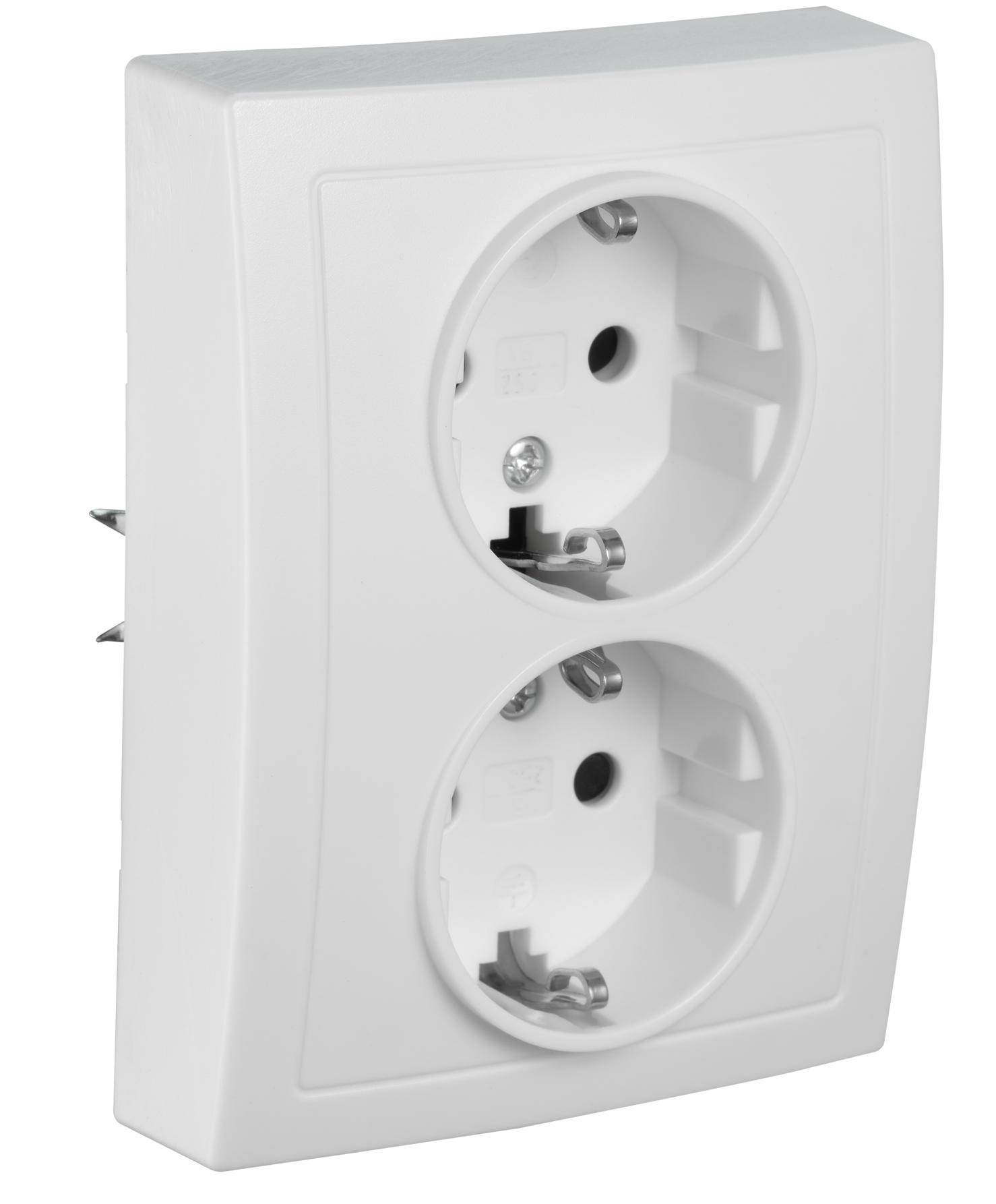 McPower &amp;quot;Flair&amp;quot; Schutzkontakt-Steckdose McPower, 2-fach, 250V, 16A, Einsteckschutz, Unterputz, IP20 - Farbe: weiß
