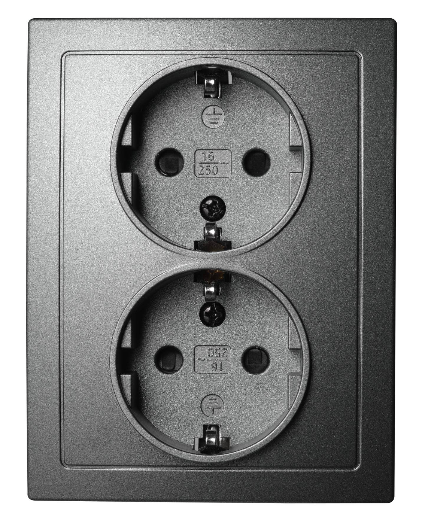 McPower "Flair" Schutzkontakt-Steckdose McPower, 2-fach, 250V, 16A, Einsteckschutz, Unterputz, IP20 - Farbe: anthrazit