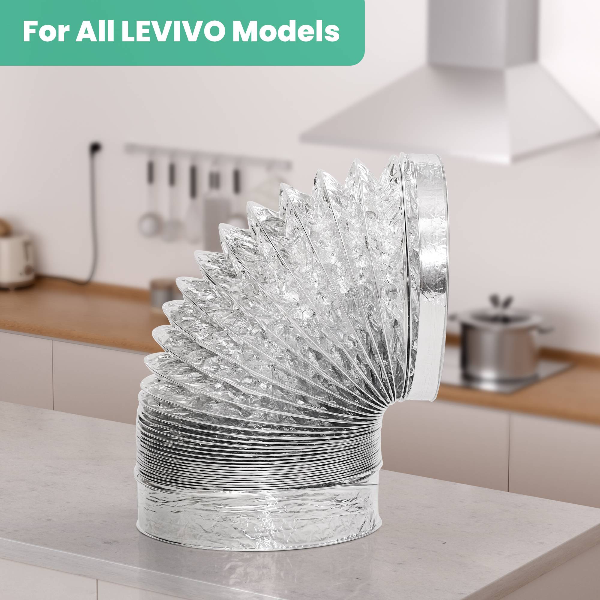 Levivo Aluminium-Abluftschlauch für MyKitchen Dunstabzugshauben 1,5m