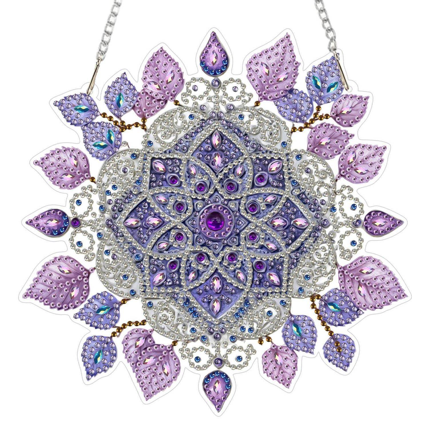 Diamond Painting Fensterbild Mandala Lila 5D beidseitig Bastelset
