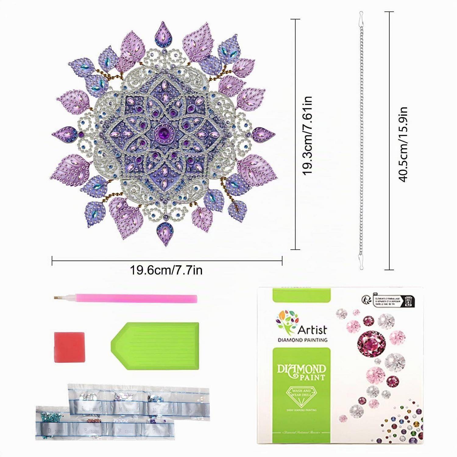 Diamond Painting Fensterbild Mandala Lila 5D beidseitig Bastelset