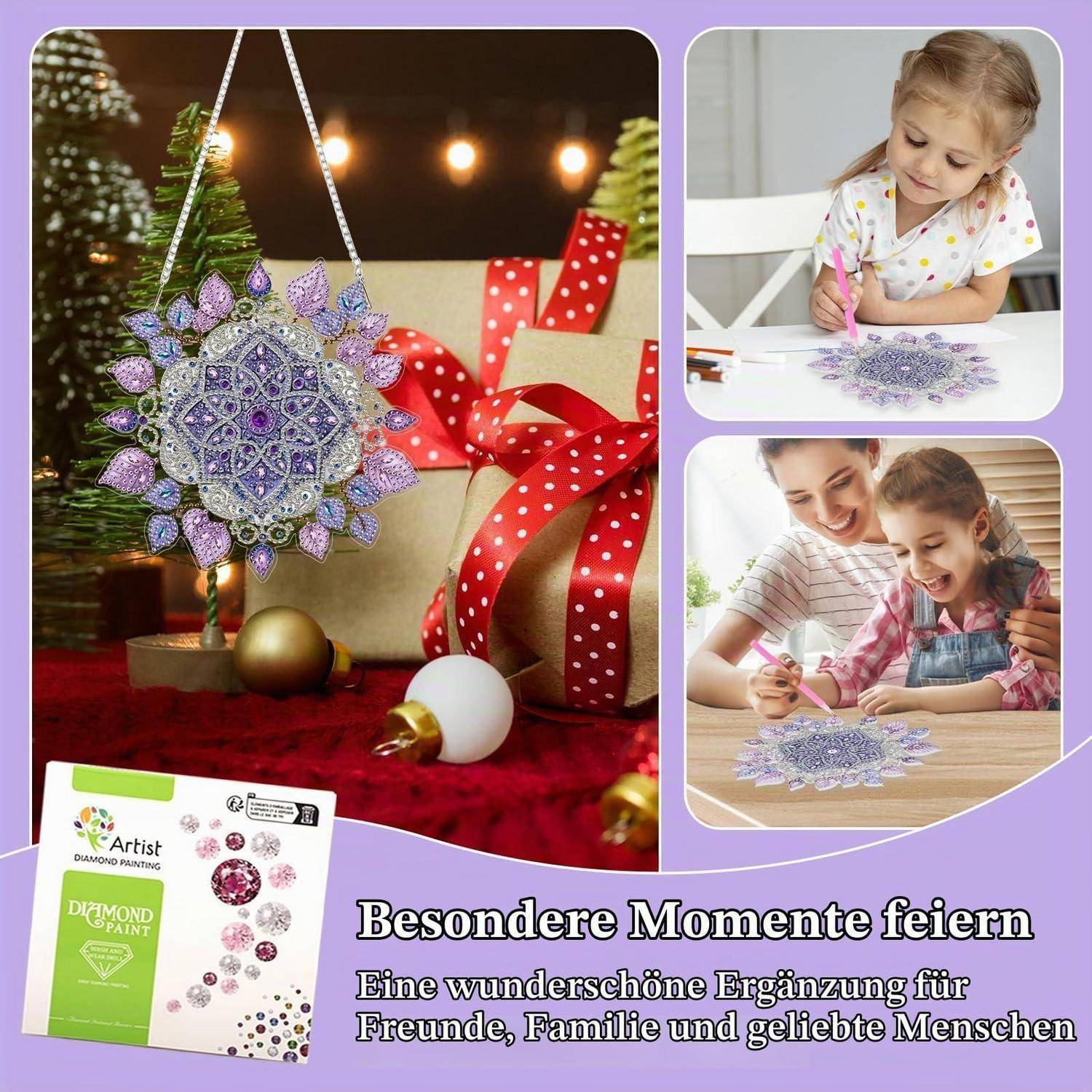 Diamond Painting Fensterbild Mandala Lila 5D beidseitig Bastelset