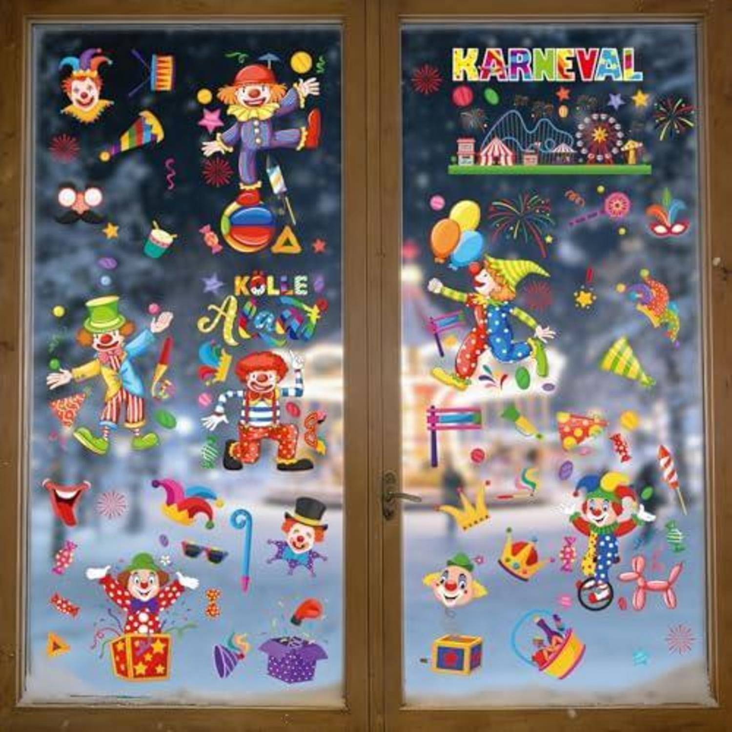Fensterbilder Karneval 9 Blatt Selbstklebend Elektrostatisch
