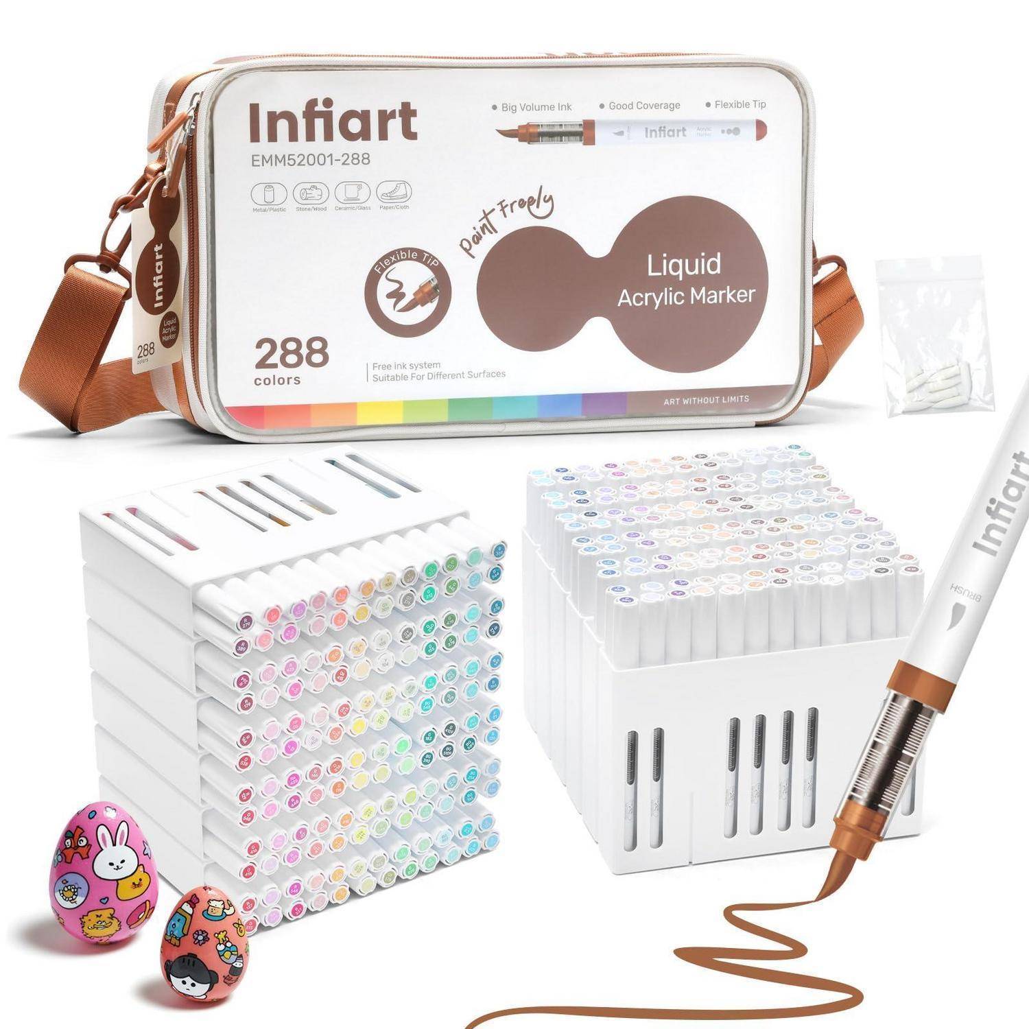 Infiart Acrylmarker 288 Farben Soft Brush Tip