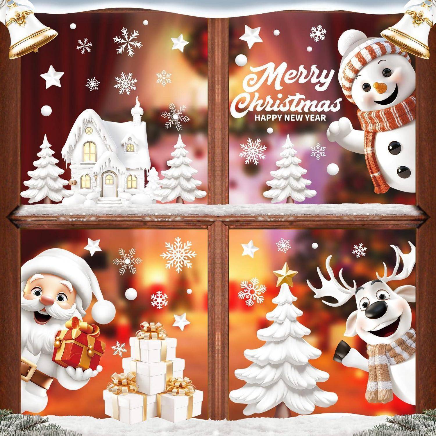 Fensterbilder Weihnachten 9 Blätter selbstklebend wiederverwendbar