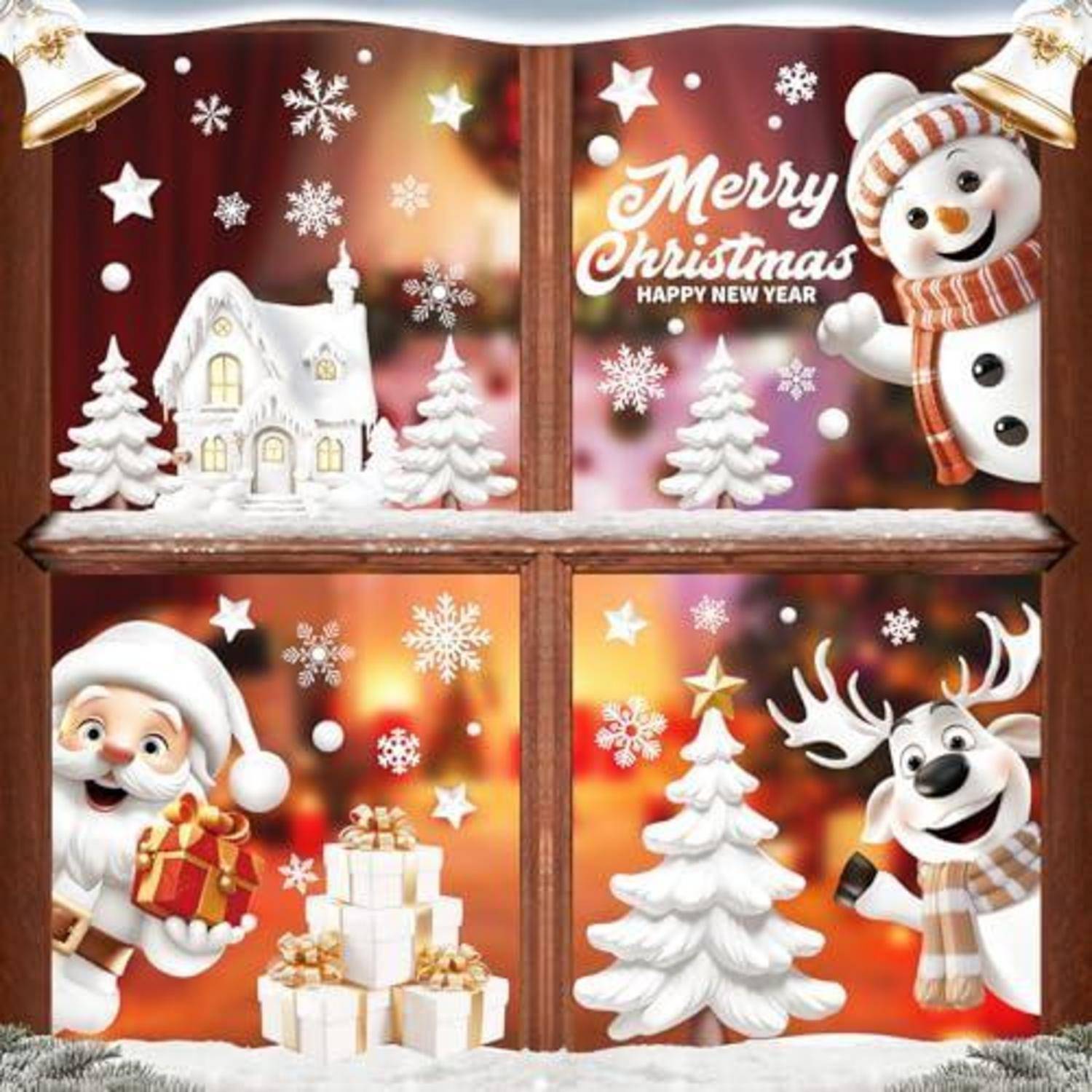 Fensterbilder Weihnachten 9 Blätter selbstklebend wiederverwendbar