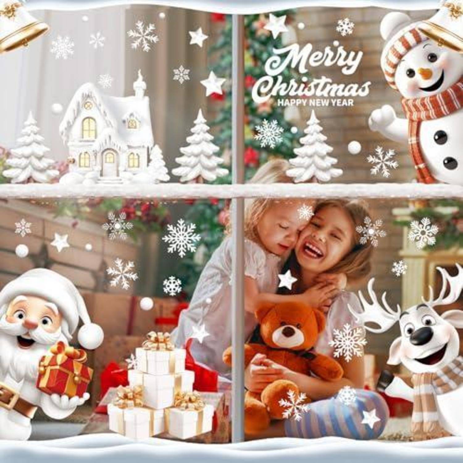 Fensterbilder Weihnachten 9 Blätter selbstklebend wiederverwendbar