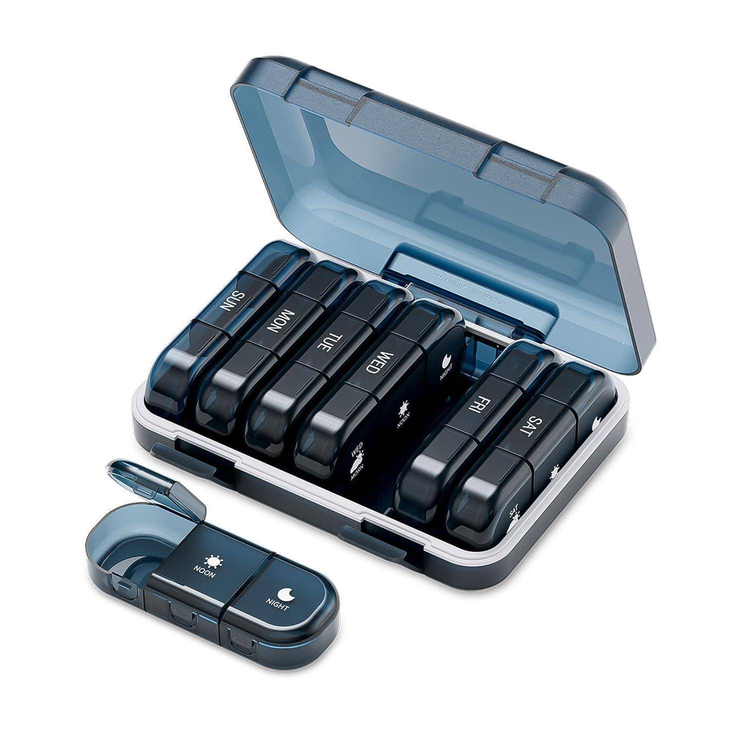 ONTERATE Pillendose 7 Tage 3x Täglich Blau