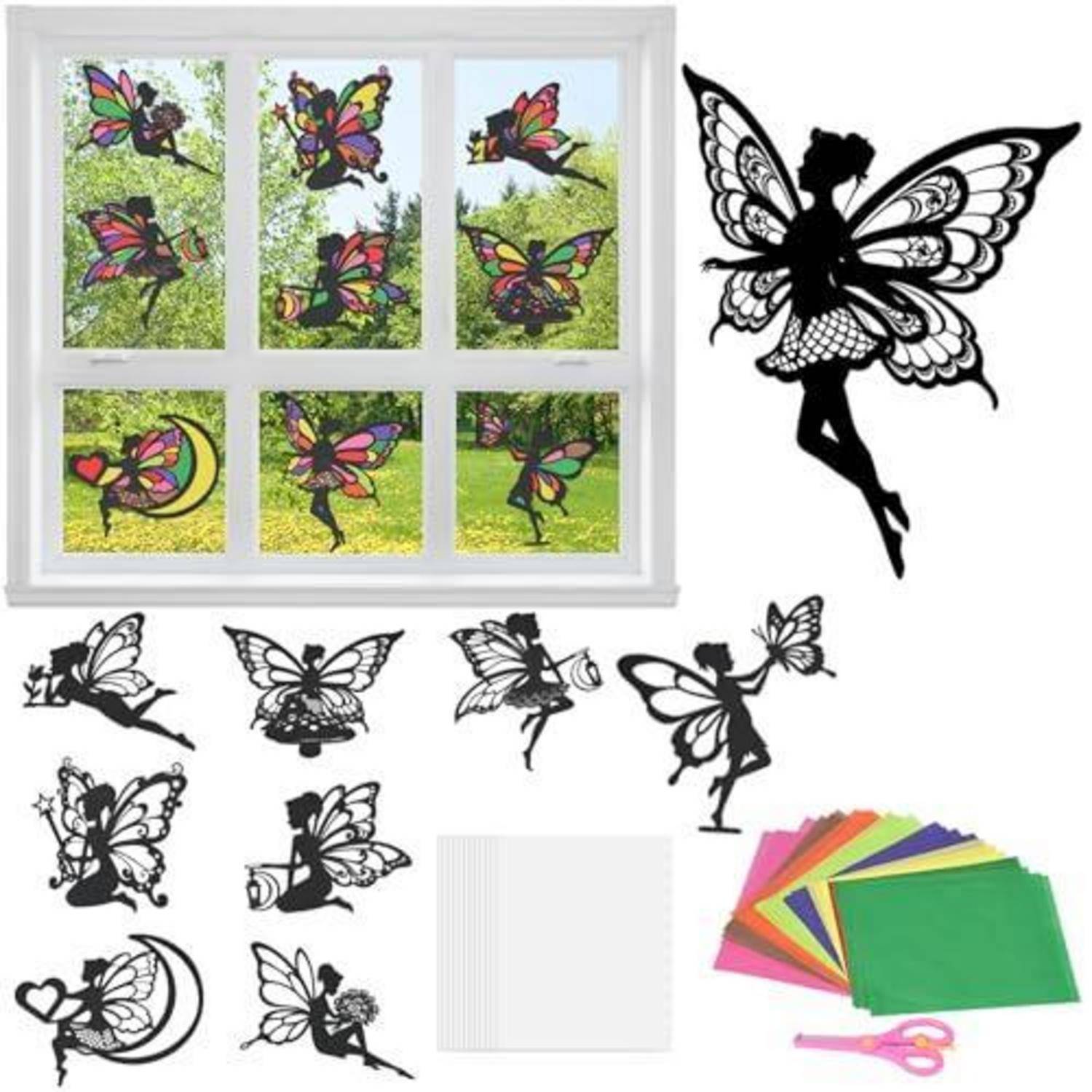srclo 9tlg Bastelset Fensterbilder Schmetterlinge & Feen Frühling/Ostern
