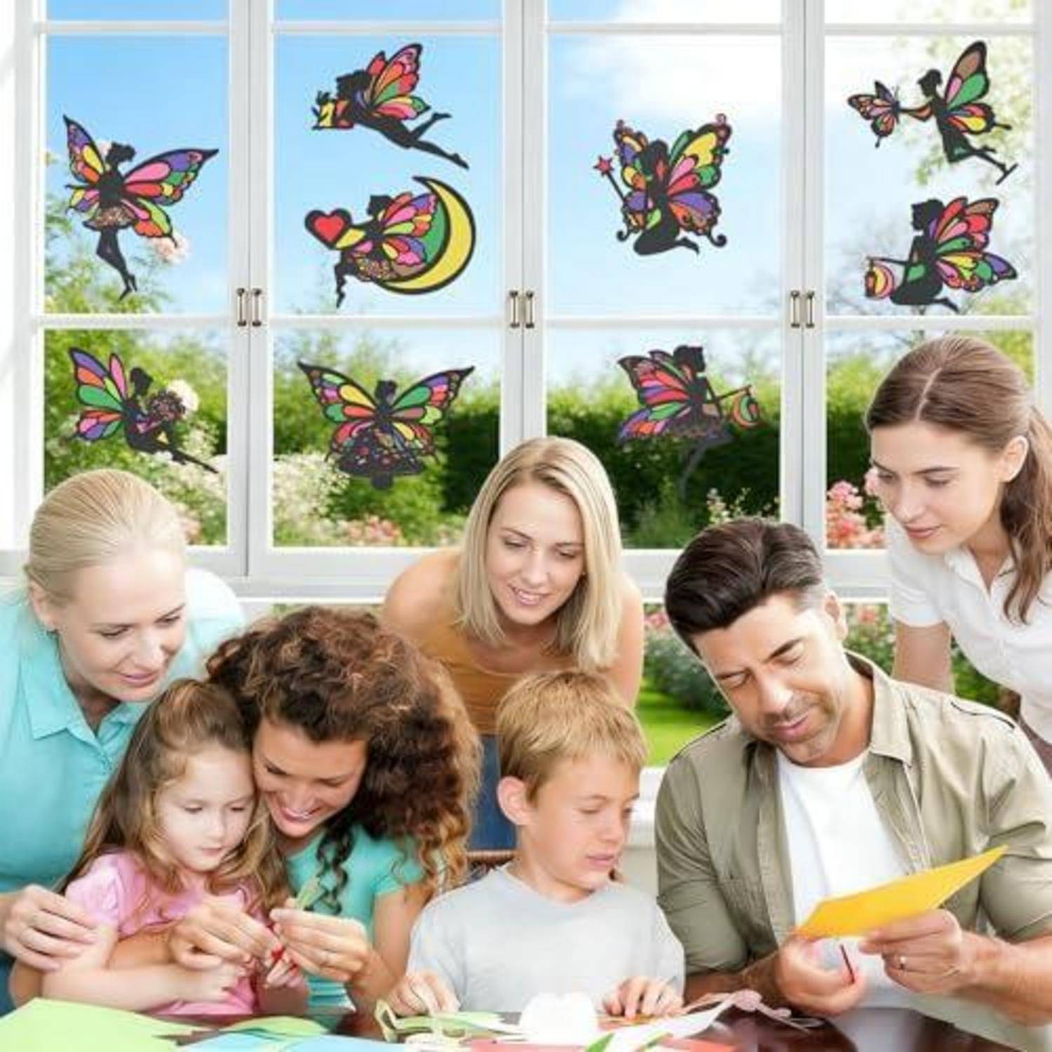 srclo 9tlg Bastelset Fensterbilder Schmetterlinge & Feen Frühling/Ostern