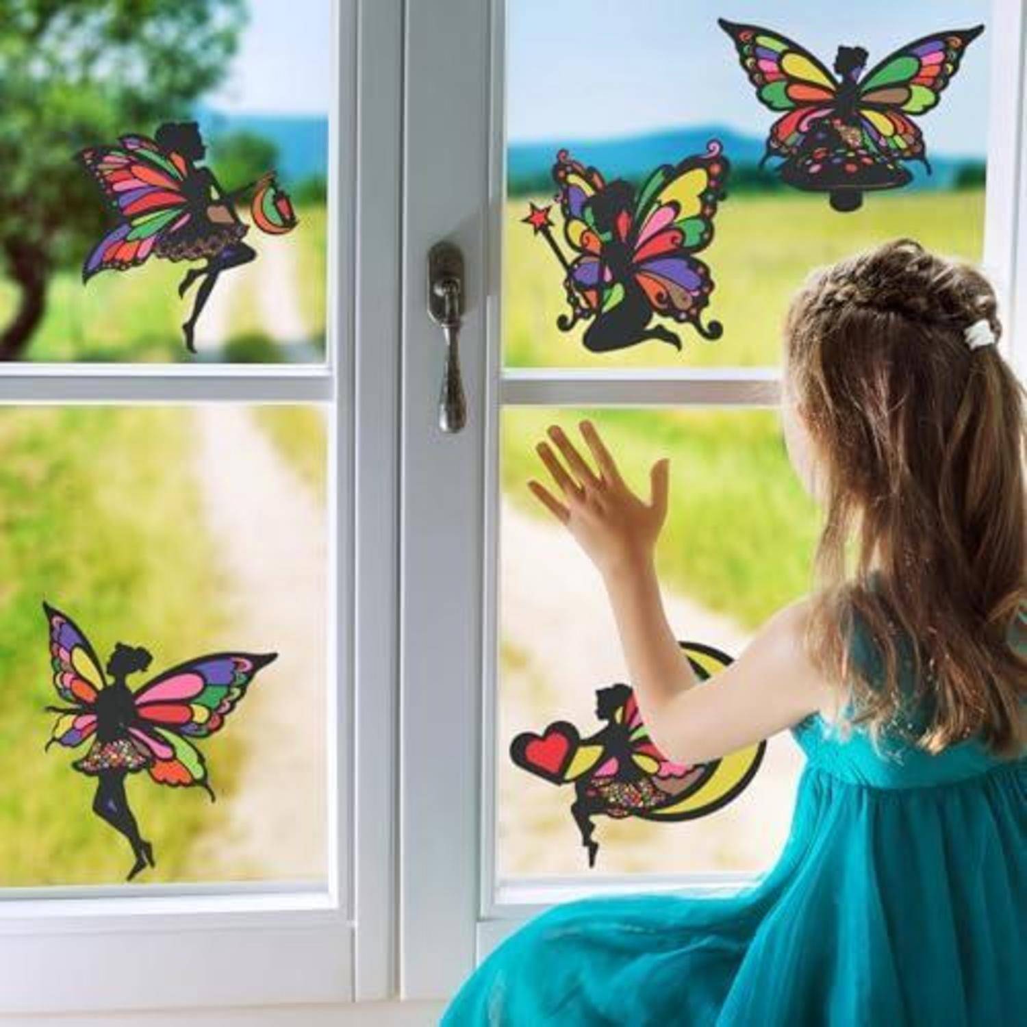srclo 9tlg Bastelset Fensterbilder Schmetterlinge & Feen Frühling/Ostern