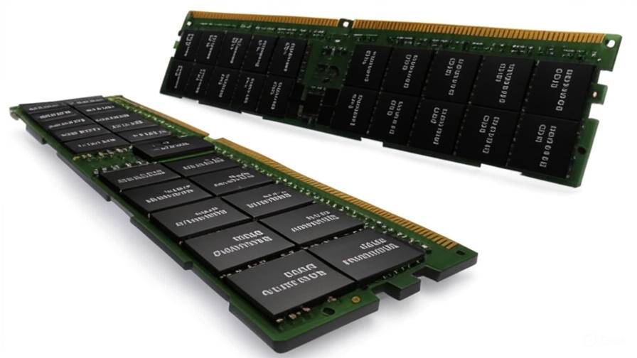 Zwei Computer-RAM-Speichermodule auf weißem Hintergrund, eines in angewinkelter Position vorne und eines dahinter.