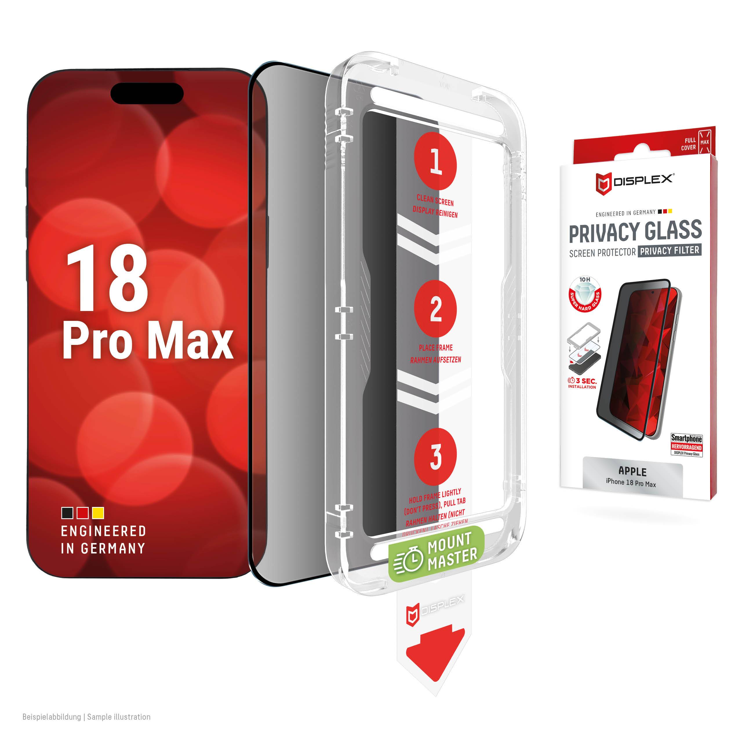 DISPLEX Privacy Glas für Apple iPhone 18 Pro Max/17 Pro Max