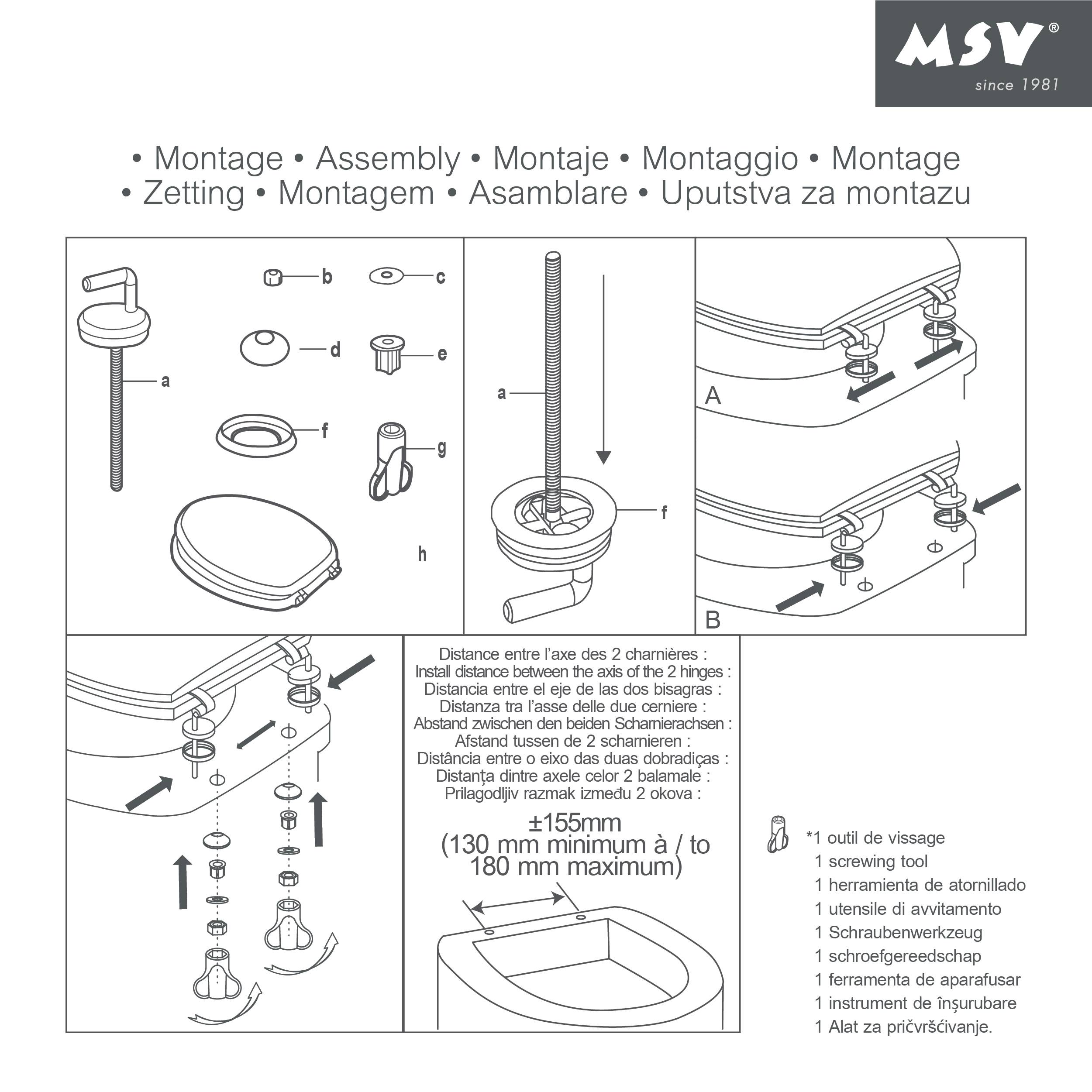 MSV WC Sitz Toilettendeckel MDF Holzkern "Lanyu White" Scharniere aus Edelstahl - hochwertige und stabile Qualität