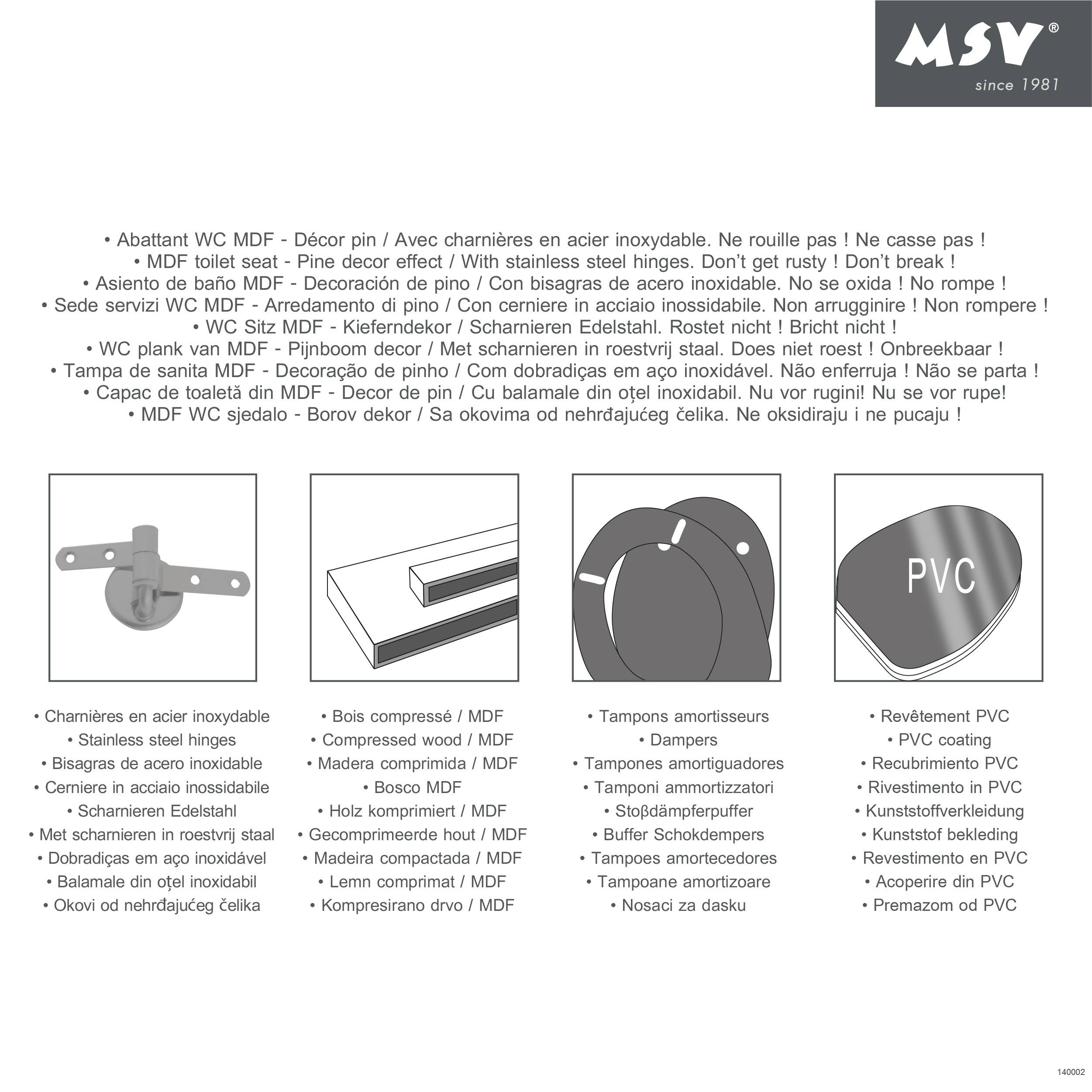 MSV WC Deckel WC Sitz Kiefernholz