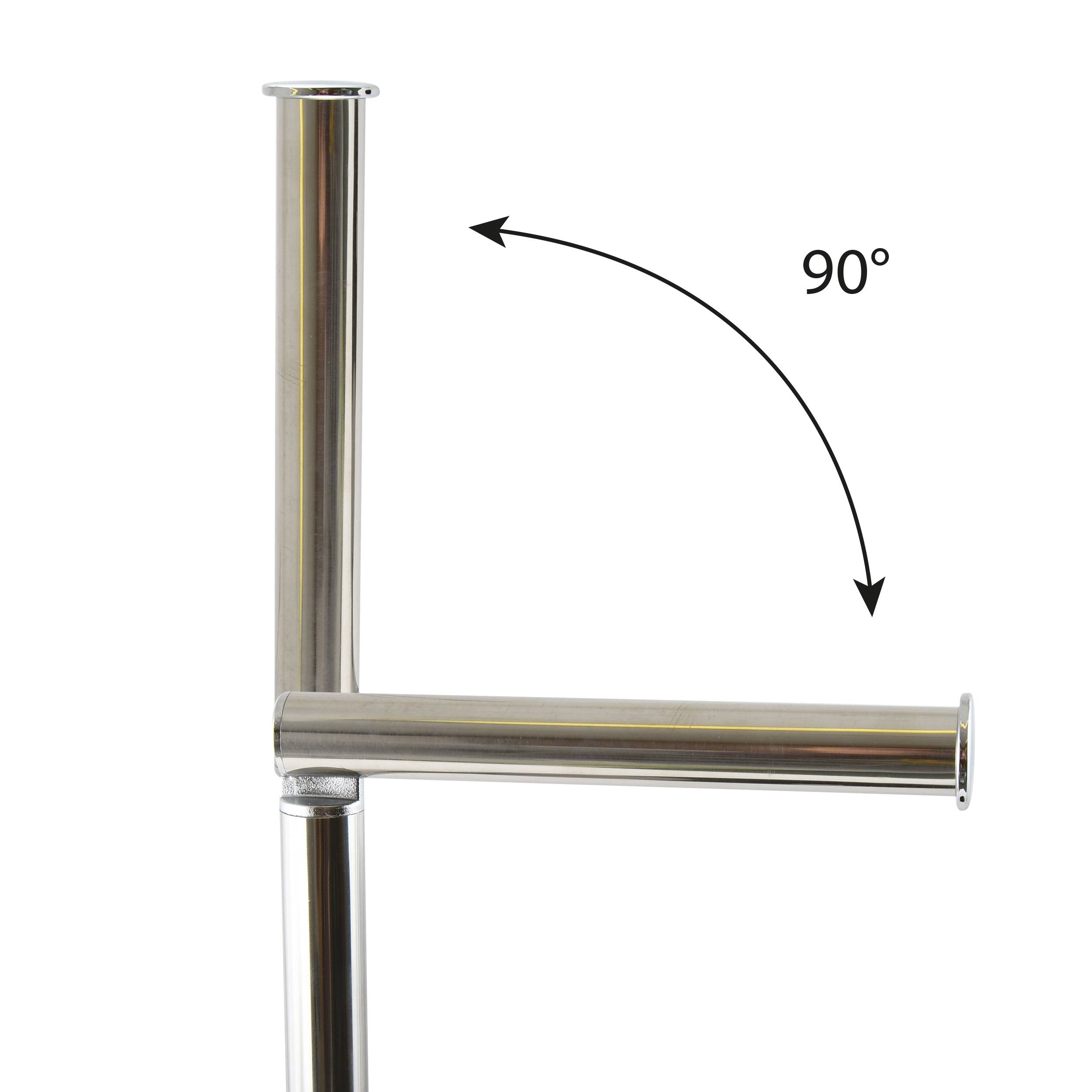 Edelstahlrohr-Bogenfitting mit einem 90°-gekrümmten Pfeil, der die Rechtwinklelbiegung zwischen vertikalen und horizontalen Rohren anzeigt.