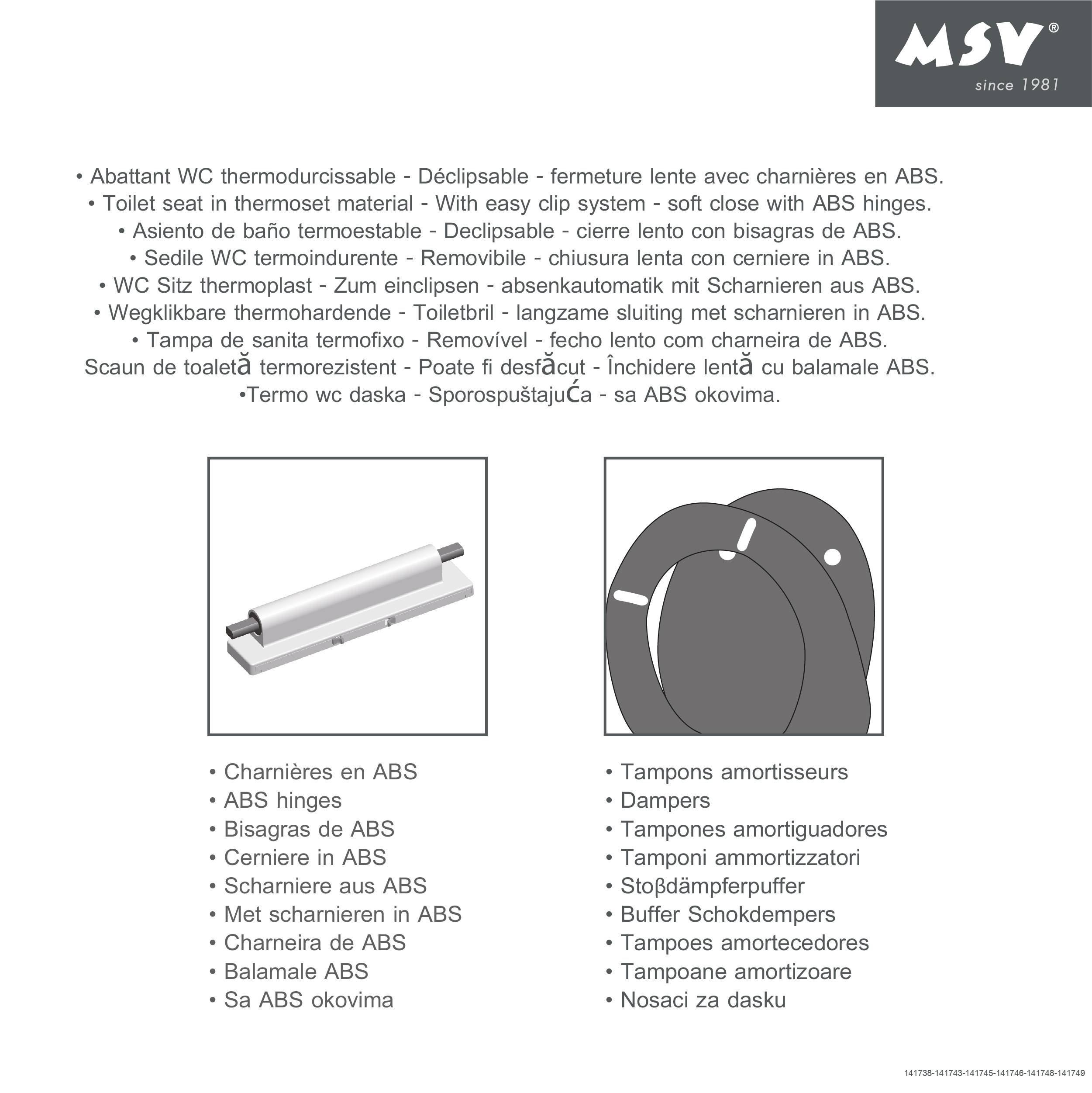 MSV Design WC Sitz, Absenkautomatik, Fast Fix/Schnellbefestigung, Befestigung mit Knopfdruck, Toilettensitz WC Deckel Klobrille "World" weiß