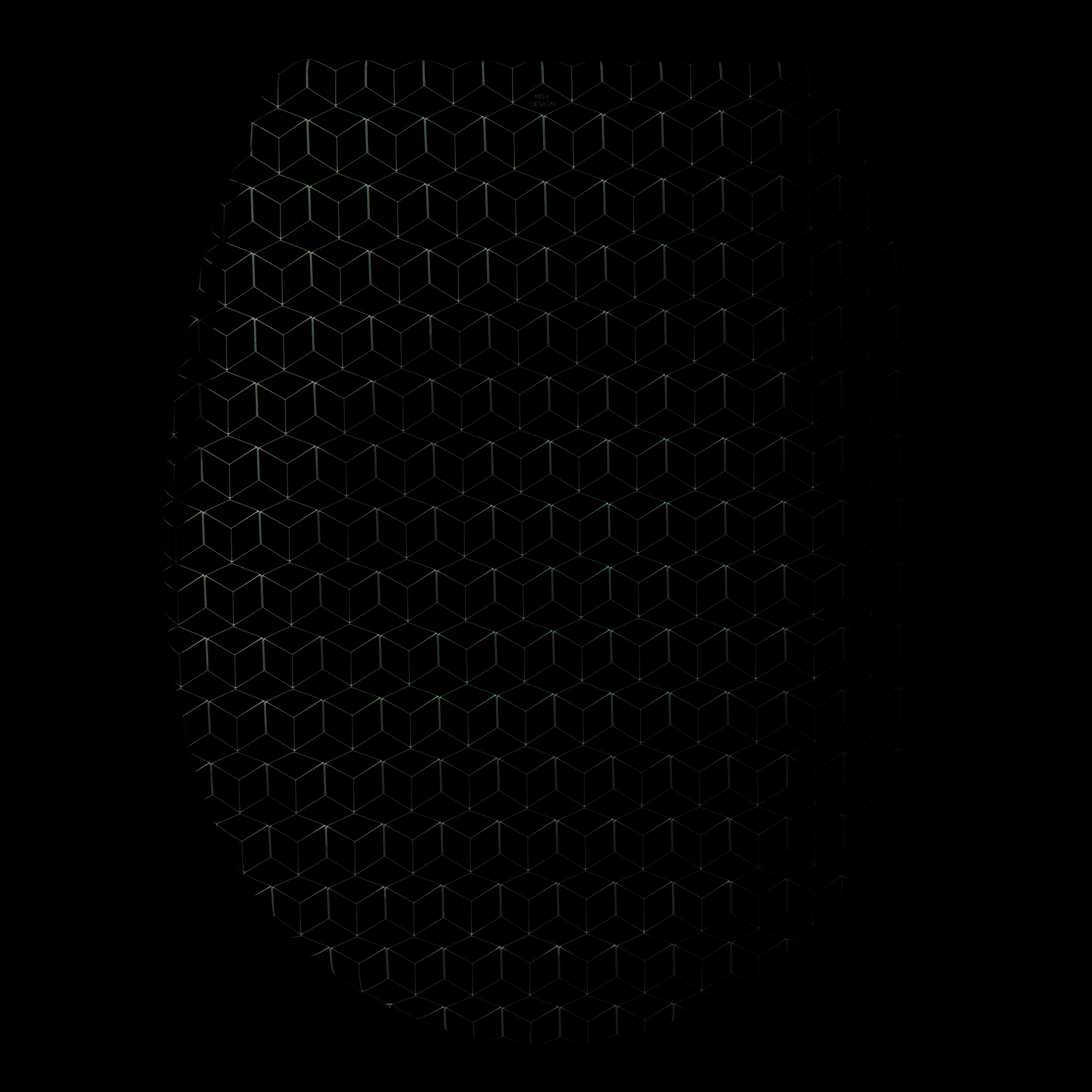 Ovale weiße Toilettensitzbrille mit grauem geometrischem Würfelmuster auf schllichtem Hintergrund.