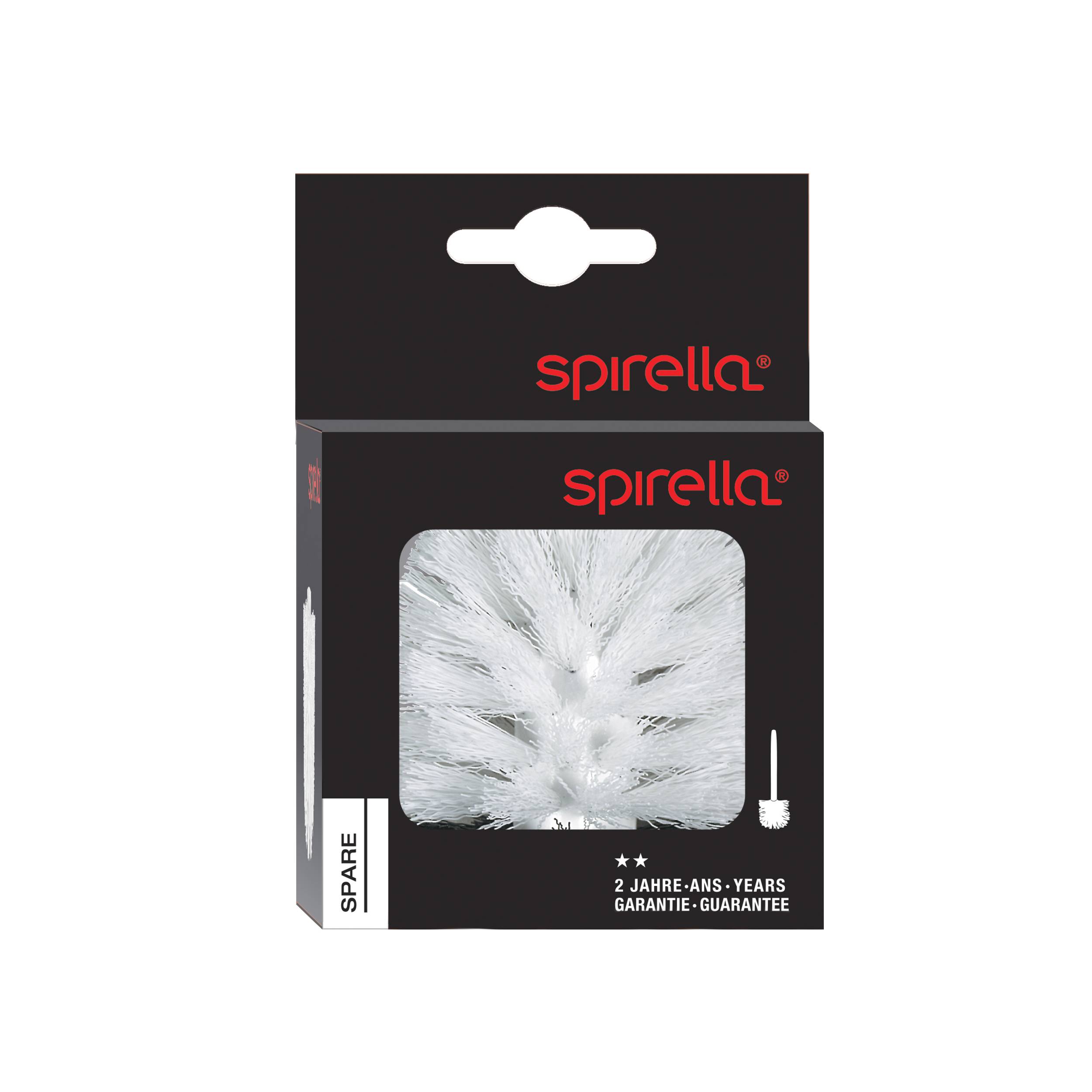 Spirella Ersatz-Toilettenbürstenkopf in Schwarz in Einzelhandelsverpackung mit klarem Sichtfenster, gekennzeichnet mit „2 Jahre Garantie".